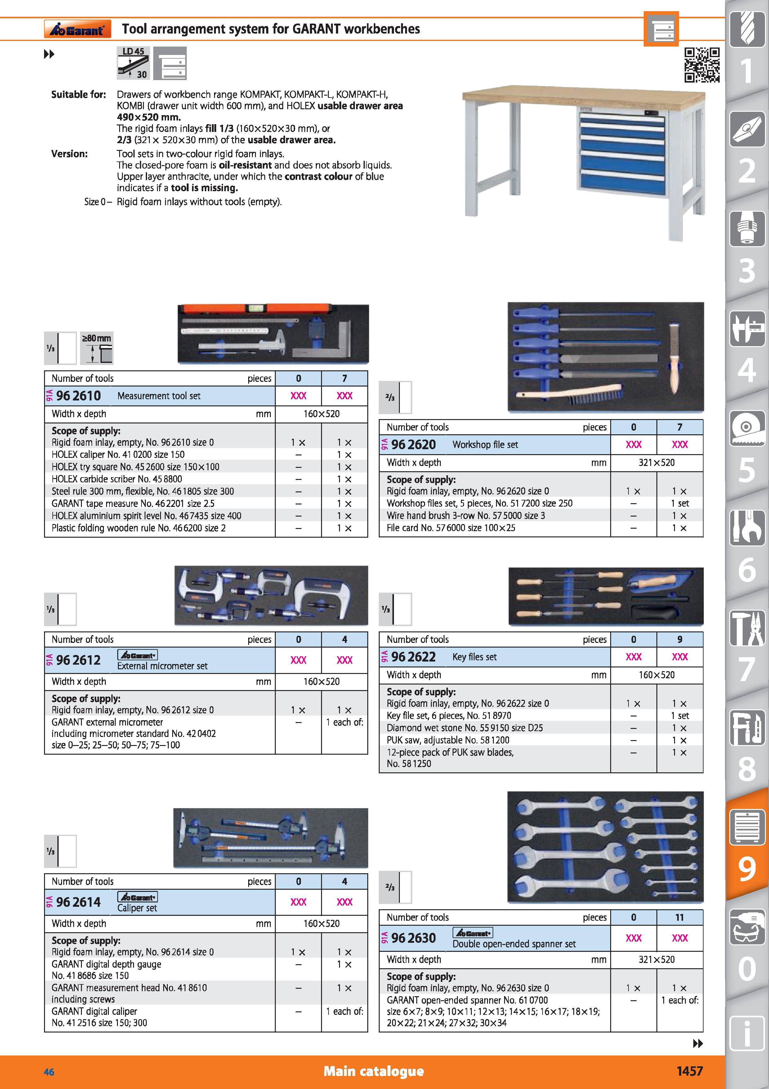 1457 Garant Tool arrangement system for GARANT workbenches LD45 Suitable for Drawers of workbench range KOMPAKT, KOMPAKT-L, KOMPAKT-H, KOMBI (drawer u Каталог HOFFMANN GROUP 2015 Инструмент режущий слесарный измерительный абразивный Оборудование Комплексные поставки для промышленных предприятий Стр. 1457 ENG