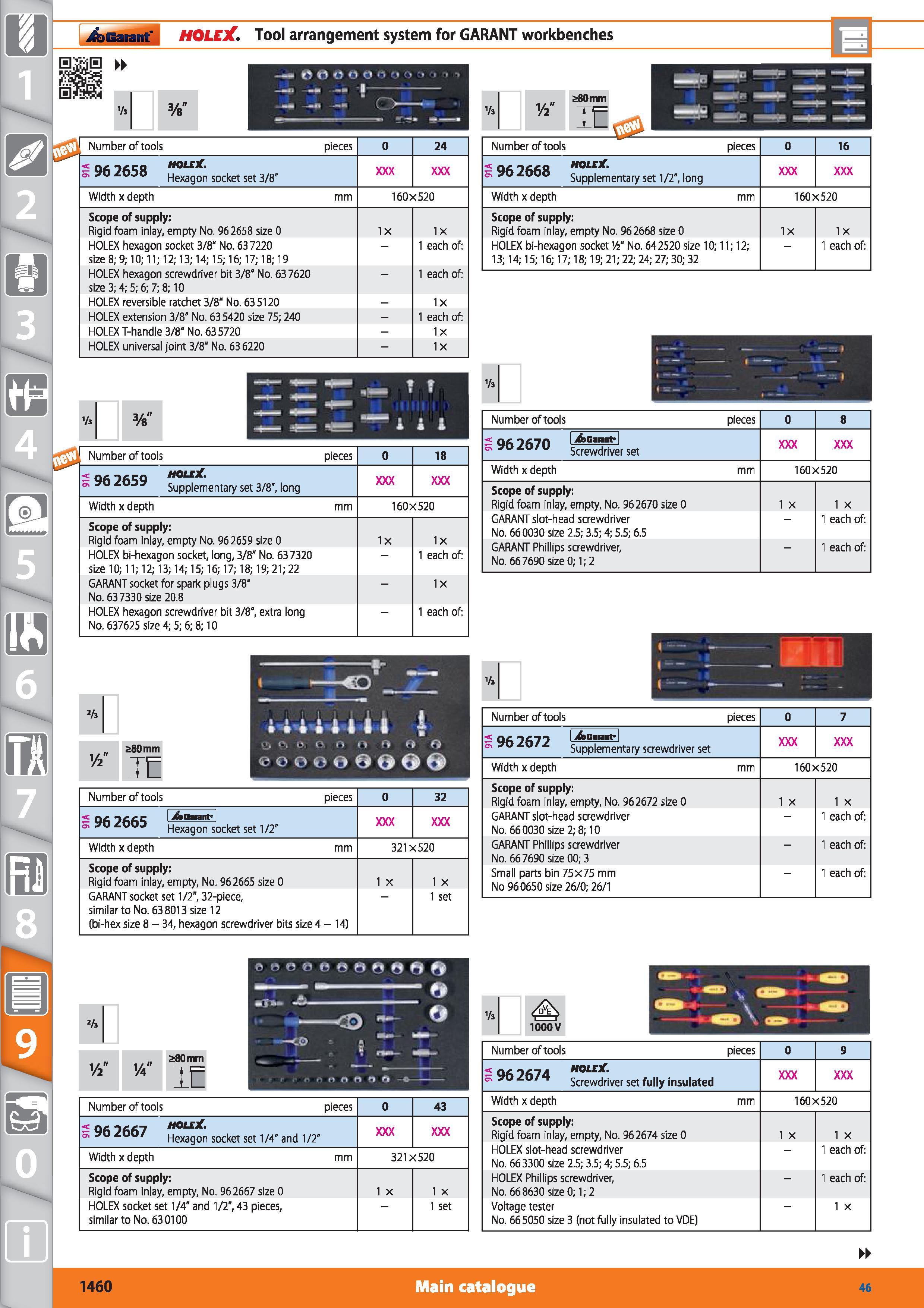 1460 Garant I HOLEX Tool arrangement system for GARANT workbenches Number of tools pieces 0 24 < Qt Tiro HOLEX a, 030 Hexagon socket set 3/8 Width x d Каталог HOFFMANN GROUP 2015 Инструмент режущий слесарный измерительный абразивный Оборудование Комплексные поставки для промышленных предприятий Стр. 1460 ENG