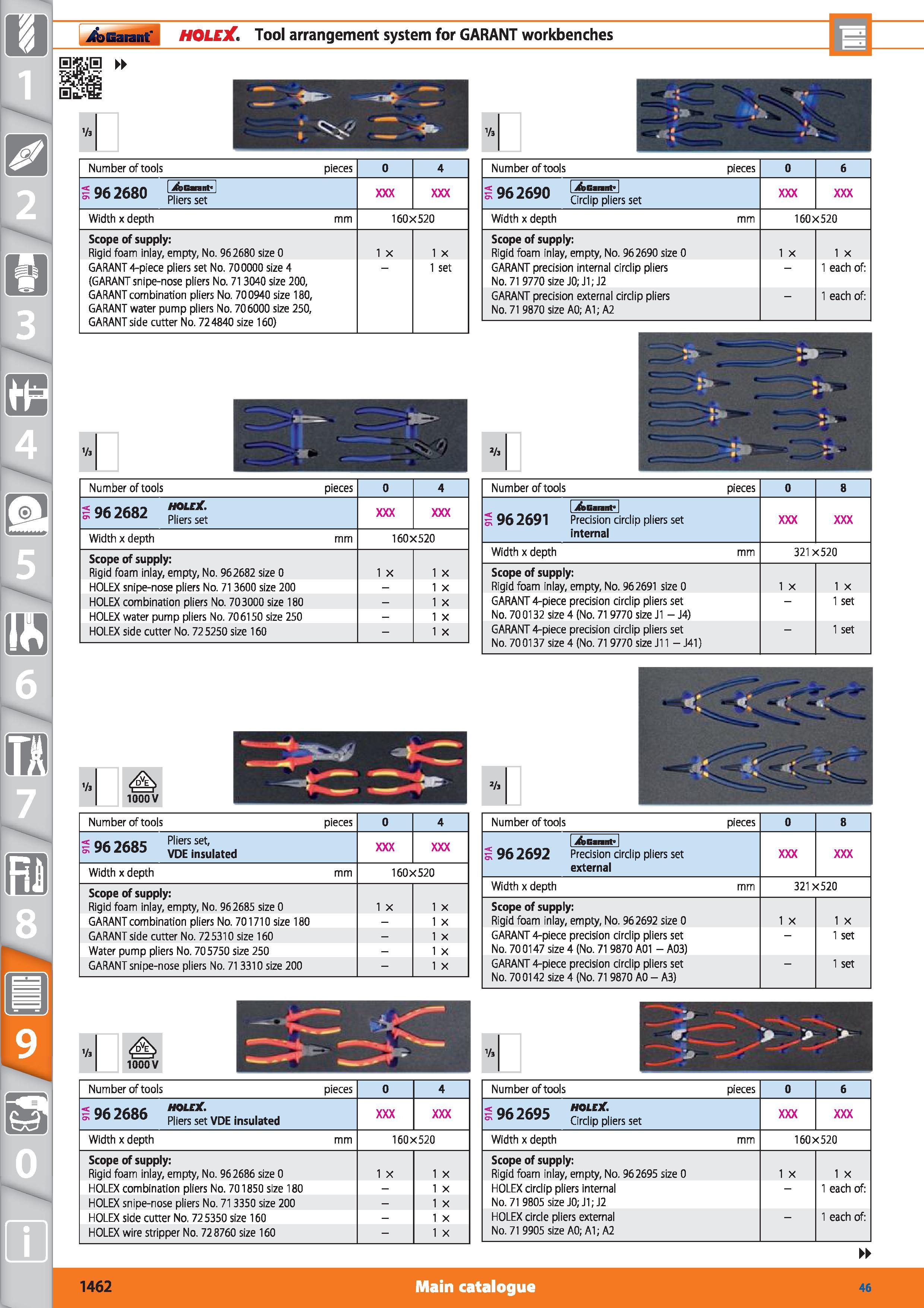 1462 Garant I HOLEX Tool arrangement system for GARANT workbenches s Number of tools pieces 0 4 5 962680 Width x depth mm 160X520 Scope of supply Rigi Каталог HOFFMANN GROUP 2015 Инструмент режущий слесарный измерительный абразивный Оборудование Комплексные поставки для промышленных предприятий Стр. 1462 ENG