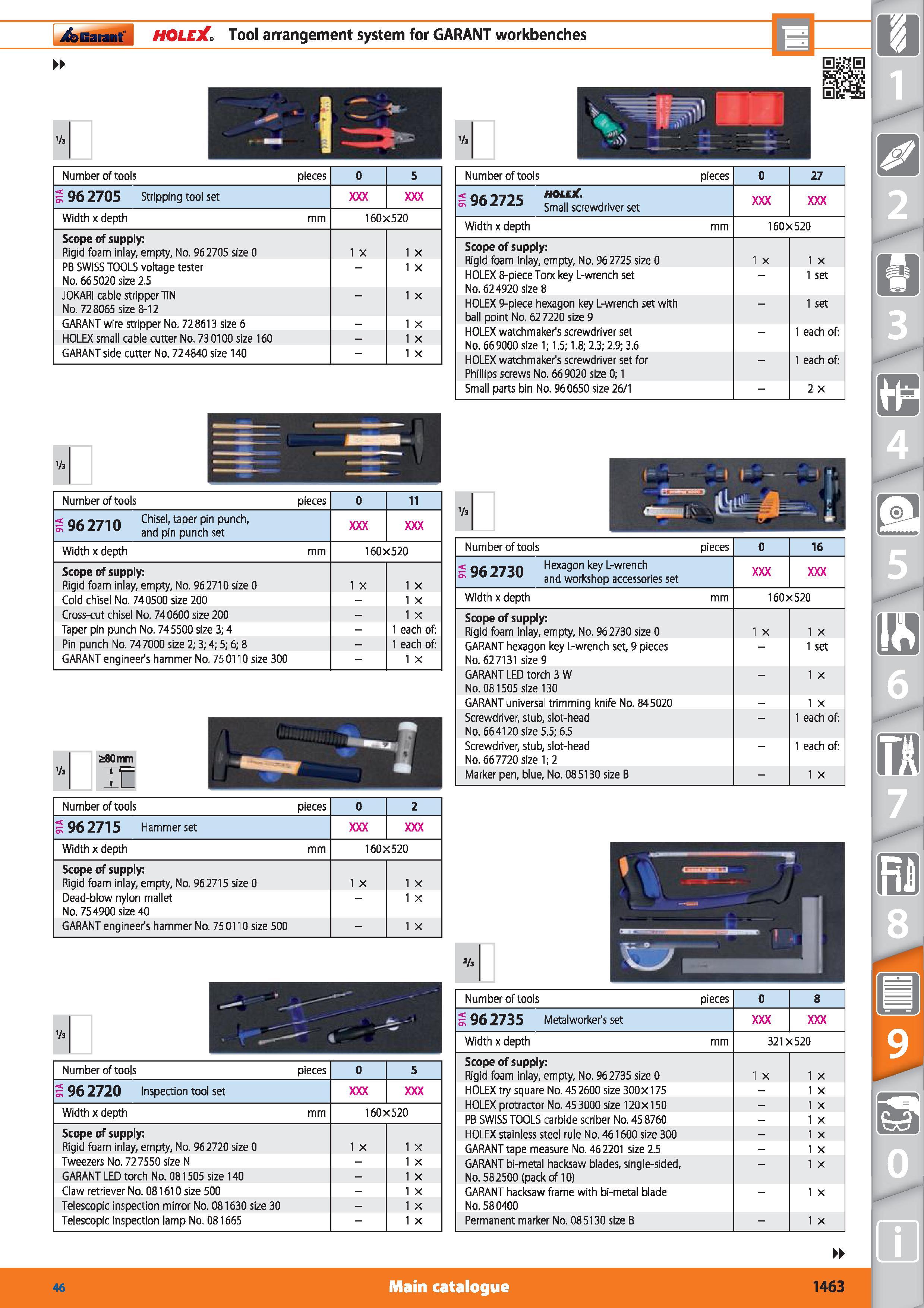 1463 Garant HOLEX Tool arrangement system for GARANT workbenches Vs Number of tools pieces 5 96 2705 Stripping tool set Width x depth Scope of supply Каталог HOFFMANN GROUP 2015 Инструмент режущий слесарный измерительный абразивный Оборудование Комплексные поставки для промышленных предприятий Стр. 1463 ENG
