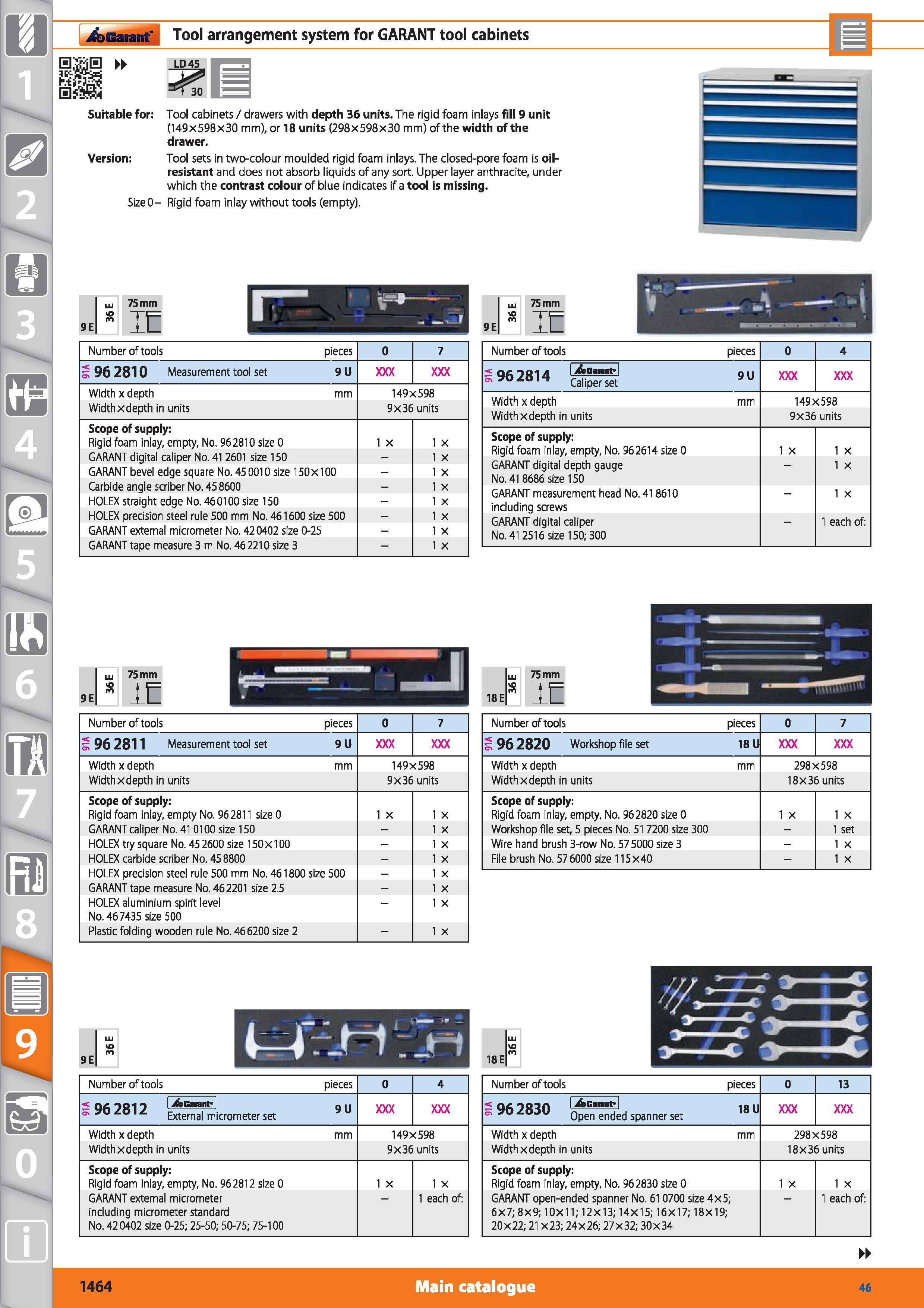 1464 Tool arrangement system for GARANT tool cabinets Suitable for Tool cabinets / drawers with depth 36 units The rigid foam inlays fill 9 unit (149x Каталог HOFFMANN GROUP 2015 Инструмент режущий слесарный измерительный абразивный Оборудование Комплексные поставки для промышленных предприятий Стр. 1464 ENG