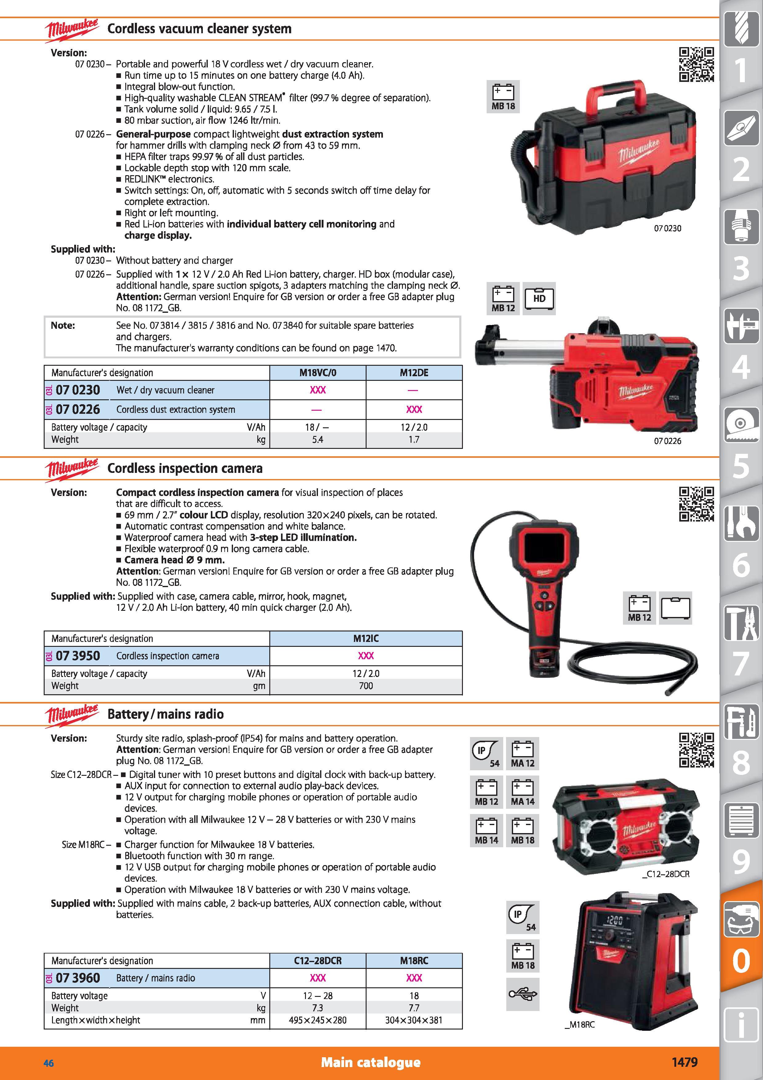 1479 Cordless vacuum cleaner system Version 07 0230- Portable and powerful 18 V cordless wet / dry vacuum cleaner Run time up to 15 minutes on one bat Каталог HOFFMANN GROUP 2015 Инструмент режущий слесарный измерительный абразивный Оборудование Комплексные поставки для промышленных предприятий Стр. 1479 ENG