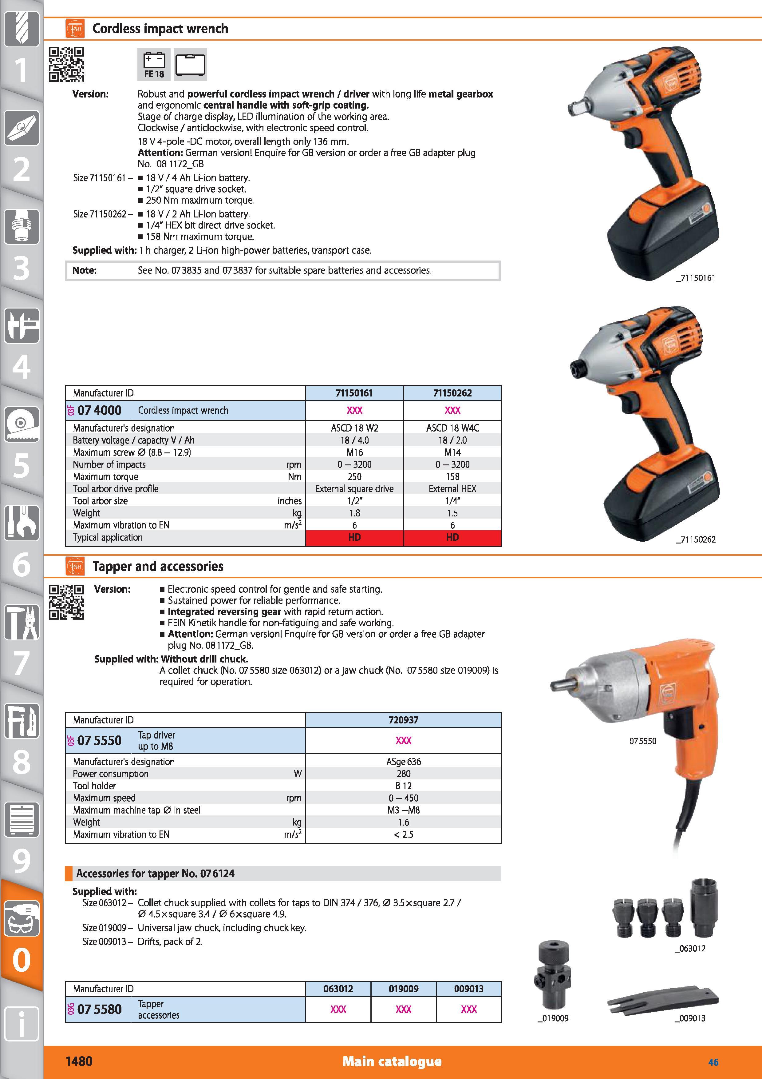 1480 Cordless impact wrench E3 FE 18 Version Robust and powerful cordless impact wrench / driver with long life metal gearbox and ergonomic central ha Каталог HOFFMANN GROUP 2015 Инструмент режущий слесарный измерительный абразивный Оборудование Комплексные поставки для промышленных предприятий Стр. 1480 ENG