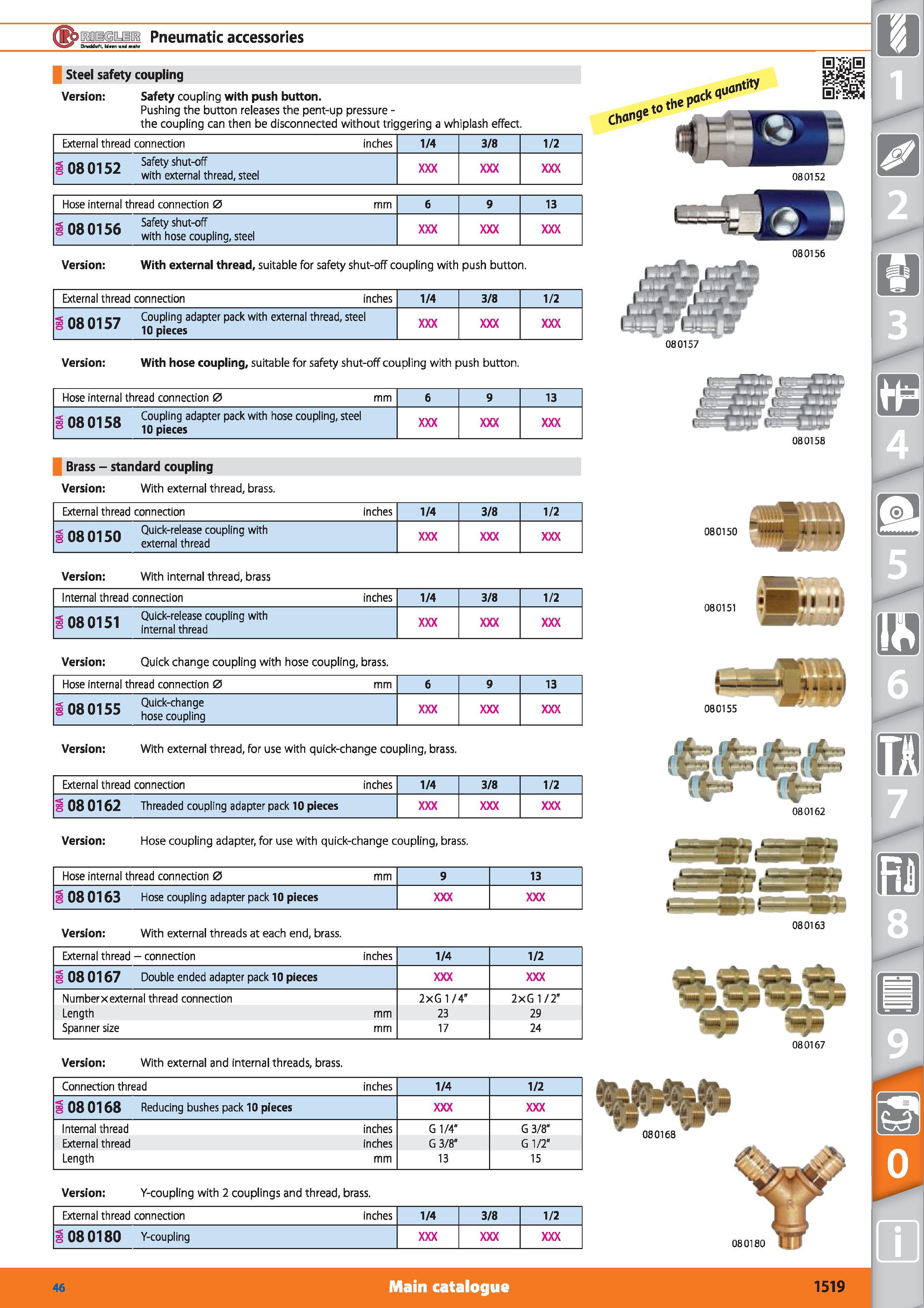 1519 Pneumatic accessories Draddirft, ld n und mahr Steel safety coupling Version Safety coupling with push button Pushing the button releases the pen Каталог HOFFMANN GROUP 2015 Инструмент режущий слесарный измерительный абразивный Оборудование Комплексные поставки для промышленных предприятий Стр. 1519 ENG