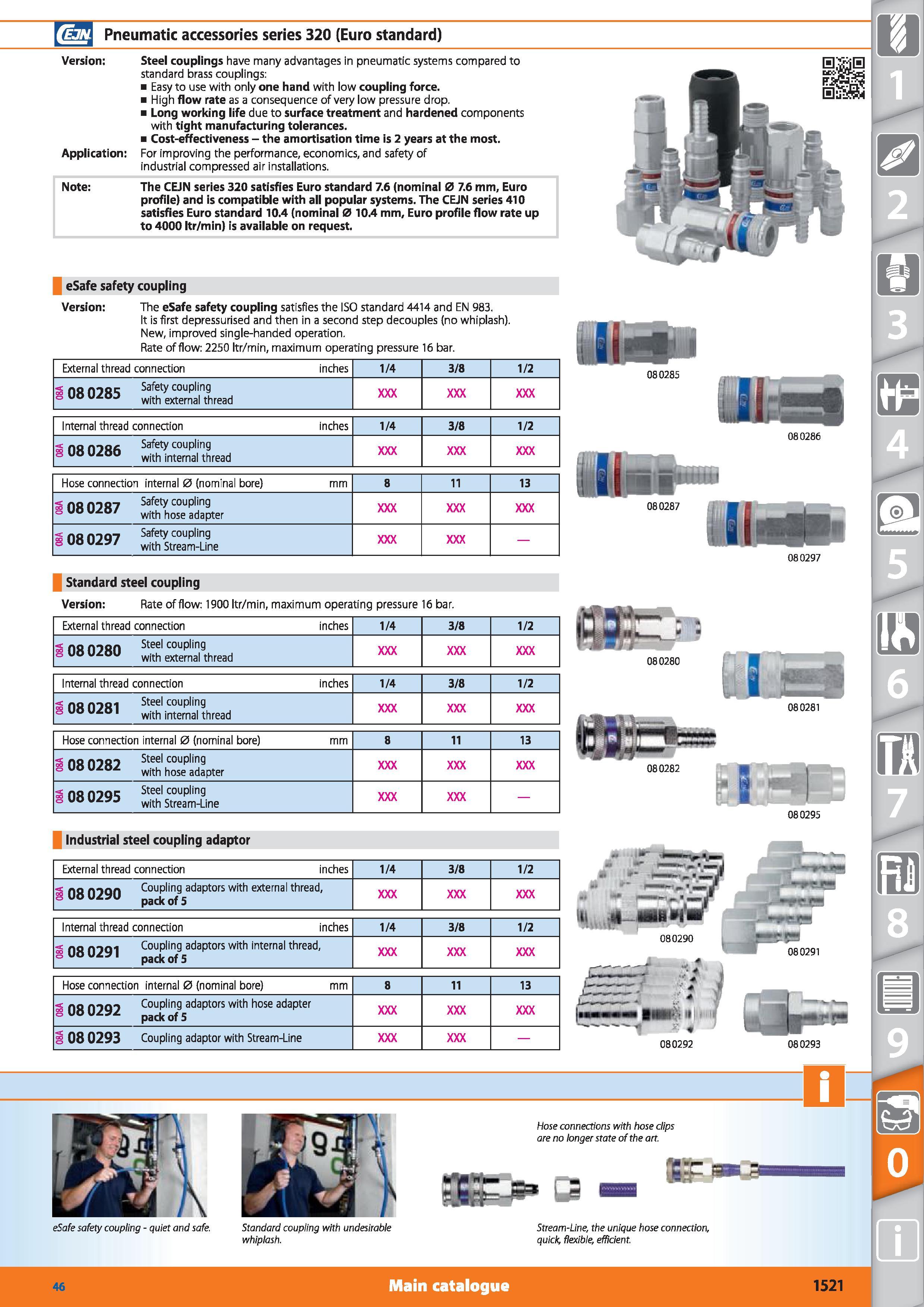 1521 Pneumatic accessories series 320 (Euro standard) Version Steel couplings have many advantages in pneumatic systems compared to standard brass cou Каталог HOFFMANN GROUP 2015 Инструмент режущий слесарный измерительный абразивный Оборудование Комплексные поставки для промышленных предприятий Стр. 1521 ENG