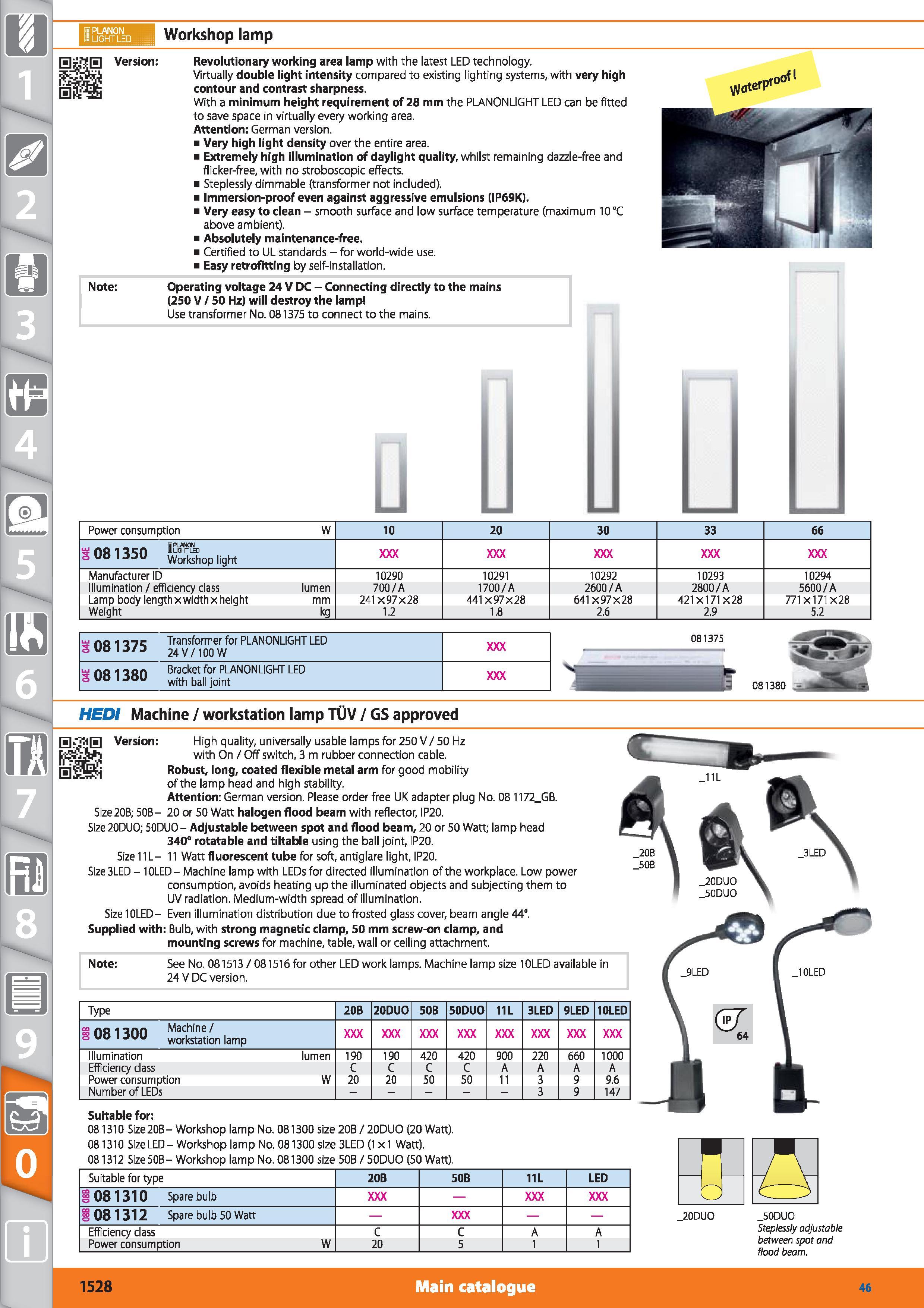 1528 1 Workshop lamp Revolutionary working area lamp with the latest LED technology Virtually double light intensity compared to existing lighting sys Каталог HOFFMANN GROUP 2015 Инструмент режущий слесарный измерительный абразивный Оборудование Комплексные поставки для промышленных предприятий Стр. 1528 ENG