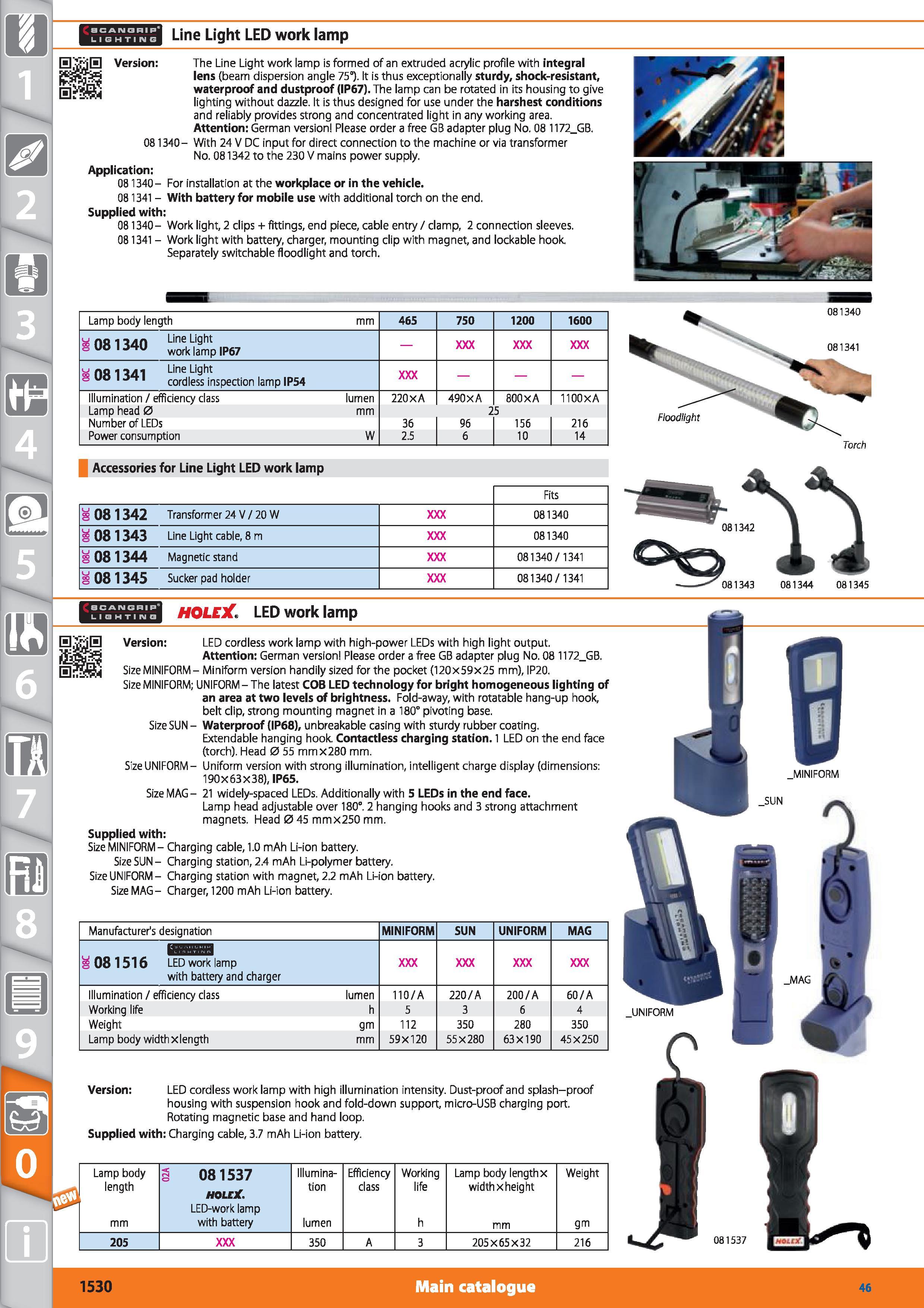 1530 (acANaniP LIGHTING Line Light LED work lamp Version The Line Light work lamp is formed of an extruded acrylic profile with integral lens (beam di Каталог HOFFMANN GROUP 2015 Инструмент режущий слесарный измерительный абразивный Оборудование Комплексные поставки для промышленных предприятий Стр. 1530 ENG