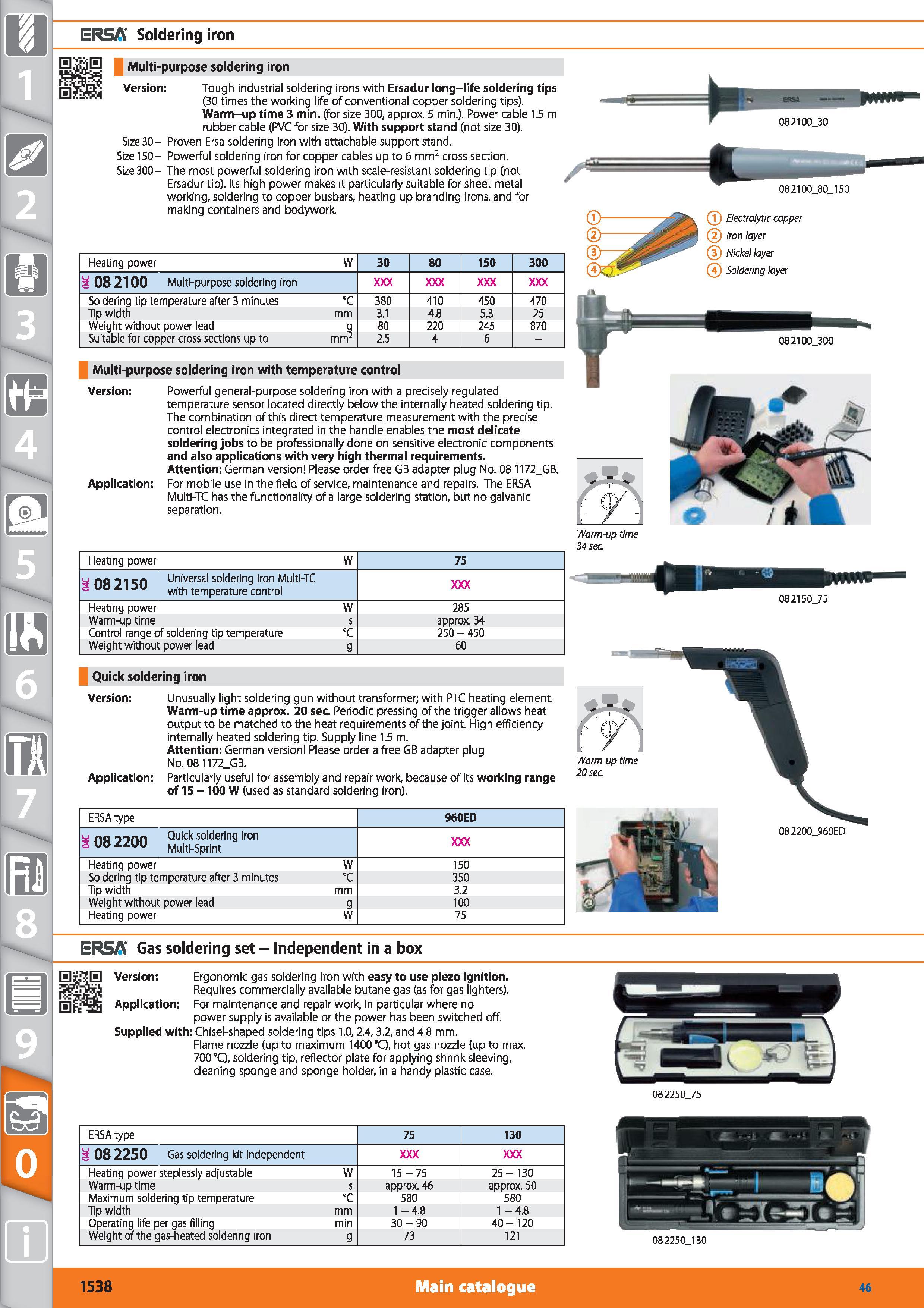 1538 ERSA Soldering iron Multi-purpose soldering iron Version Tough industrial soldering irons with Ersadur long-life soldering tips (30 times the wor Каталог HOFFMANN GROUP 2015 Инструмент режущий слесарный измерительный абразивный Оборудование Комплексные поставки для промышленных предприятий Стр. 1538 ENG