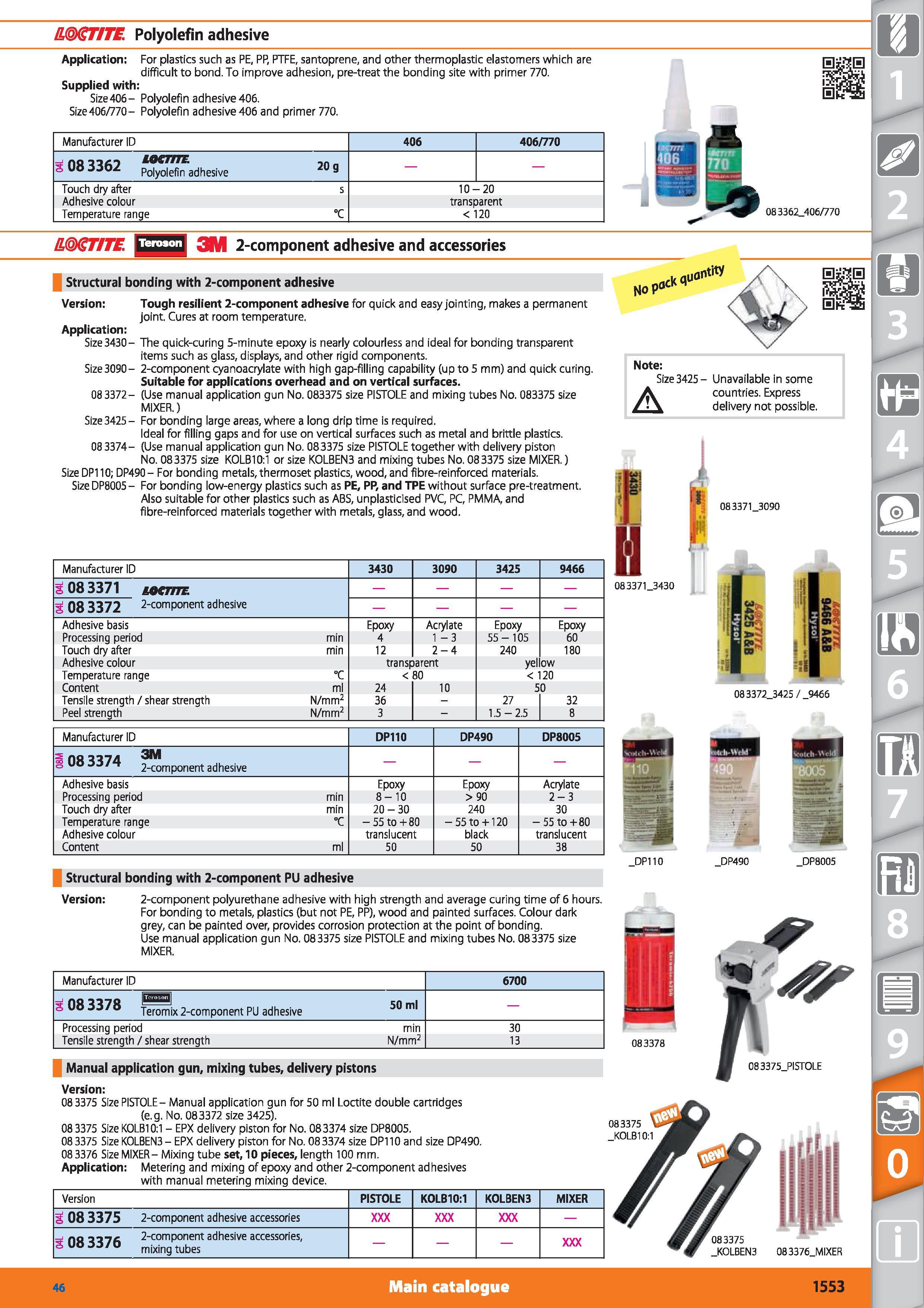 1553 & ST/TC Polyolefin adhesive Application For plastics such as PE, PP, PTFE, santoprene, and other thermoplastic elastomers which are difficult to Каталог HOFFMANN GROUP 2015 Инструмент режущий слесарный измерительный абразивный Оборудование Комплексные поставки для промышленных предприятий Стр. 1553 ENG