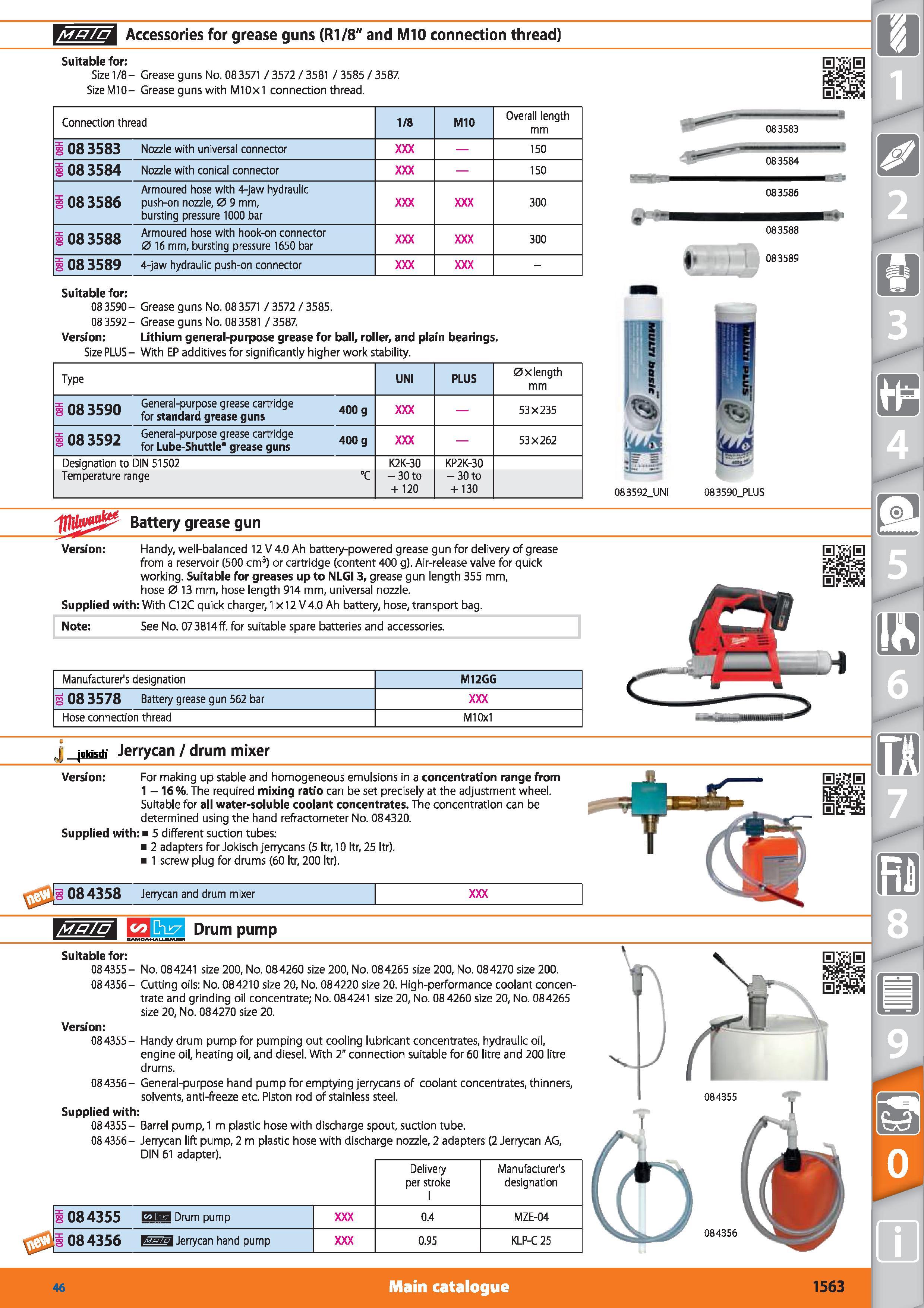 1563 Accessories for grease guns (R1/8 and M10 connection thread) Suitable for Size 1/8- Grease guns No 083571 / 3572 / 3581 / 3585 / 3587 SizeMIO- Gr Каталог HOFFMANN GROUP 2015 Инструмент режущий слесарный измерительный абразивный Оборудование Комплексные поставки для промышленных предприятий Стр. 1563 ENG