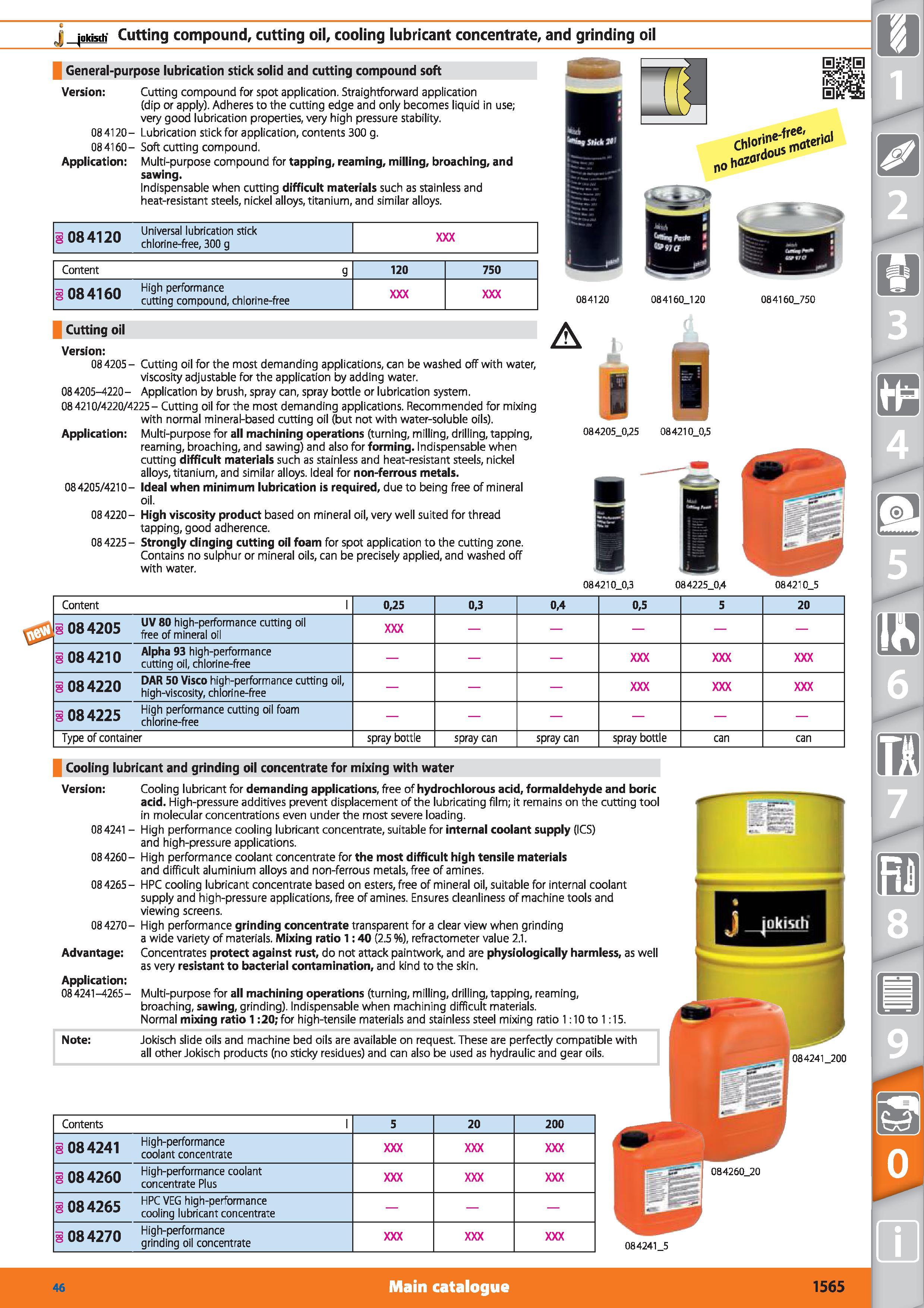1565 j jokisch Cutting compound, cutting oil, cooling lubricant concentrate, and grinding oil General-purpose lubrication stick solid and cutting comp Каталог HOFFMANN GROUP 2015 Инструмент режущий слесарный измерительный абразивный Оборудование Комплексные поставки для промышленных предприятий Стр. 1565 ENG