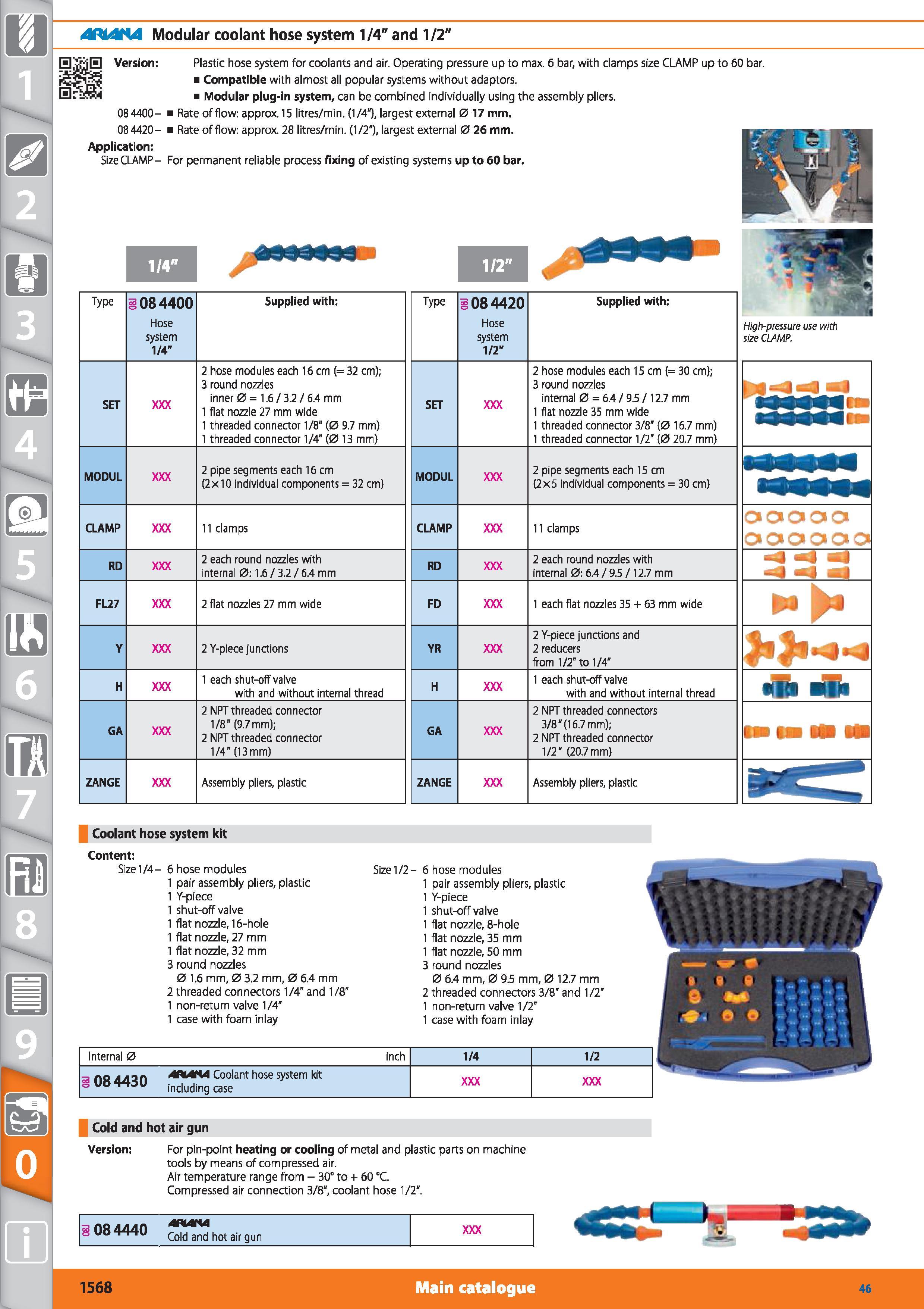 1568 1 4RI4N4 Modular coolant hose system 1/4 and 1/2 Version Plastic hose system for coolants and air Operating pressure up to max 6 bar, with clamps Каталог HOFFMANN GROUP 2015 Инструмент режущий слесарный измерительный абразивный Оборудование Комплексные поставки для промышленных предприятий Стр. 1568 ENG