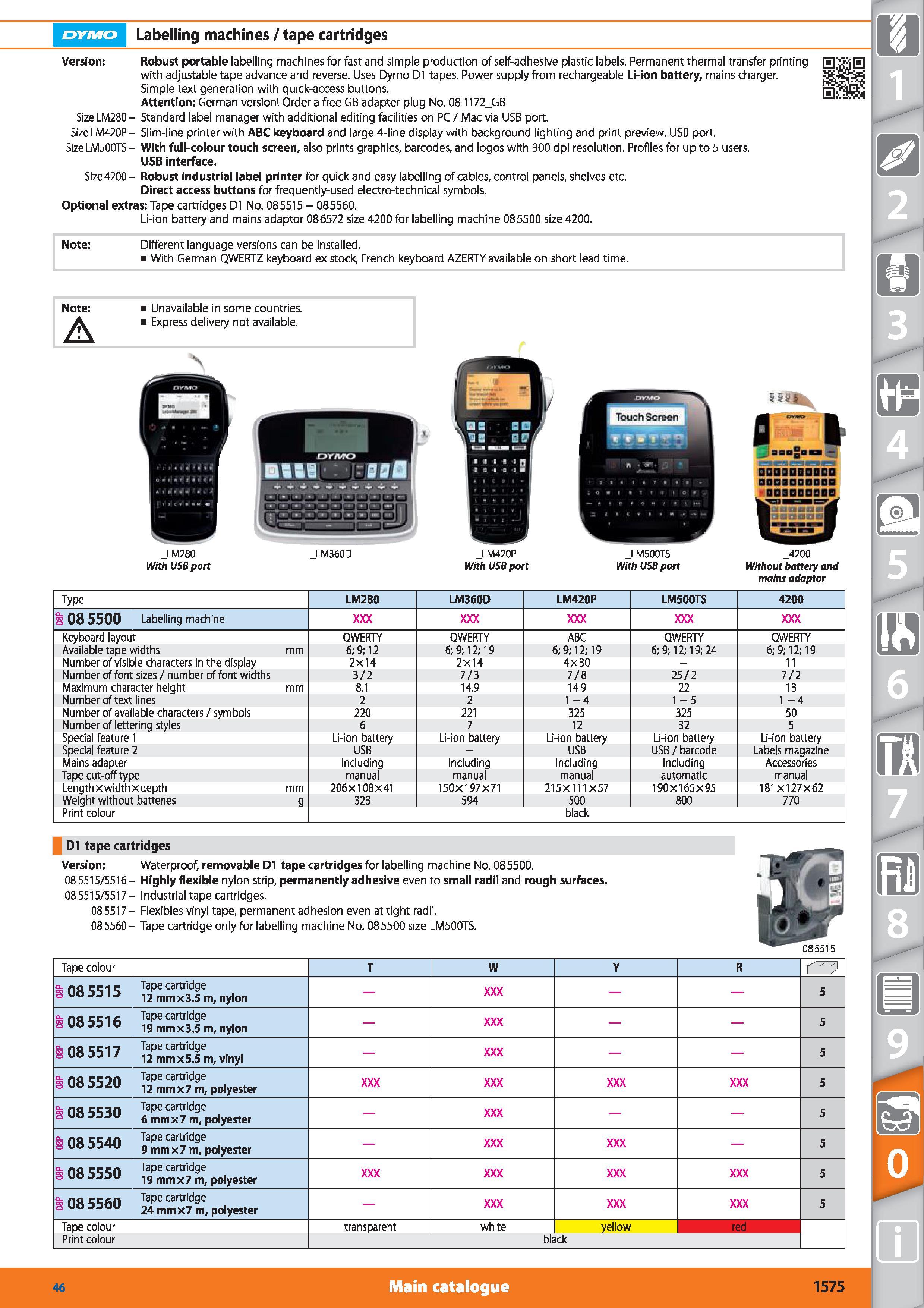 1575 DYMO Labelling machines / tape cartridges Version Robust portable labelling machines for fast and simple production of self-adhesive plastic labe Каталог HOFFMANN GROUP 2015 Инструмент режущий слесарный измерительный абразивный Оборудование Комплексные поставки для промышленных предприятий Стр. 1575 ENG