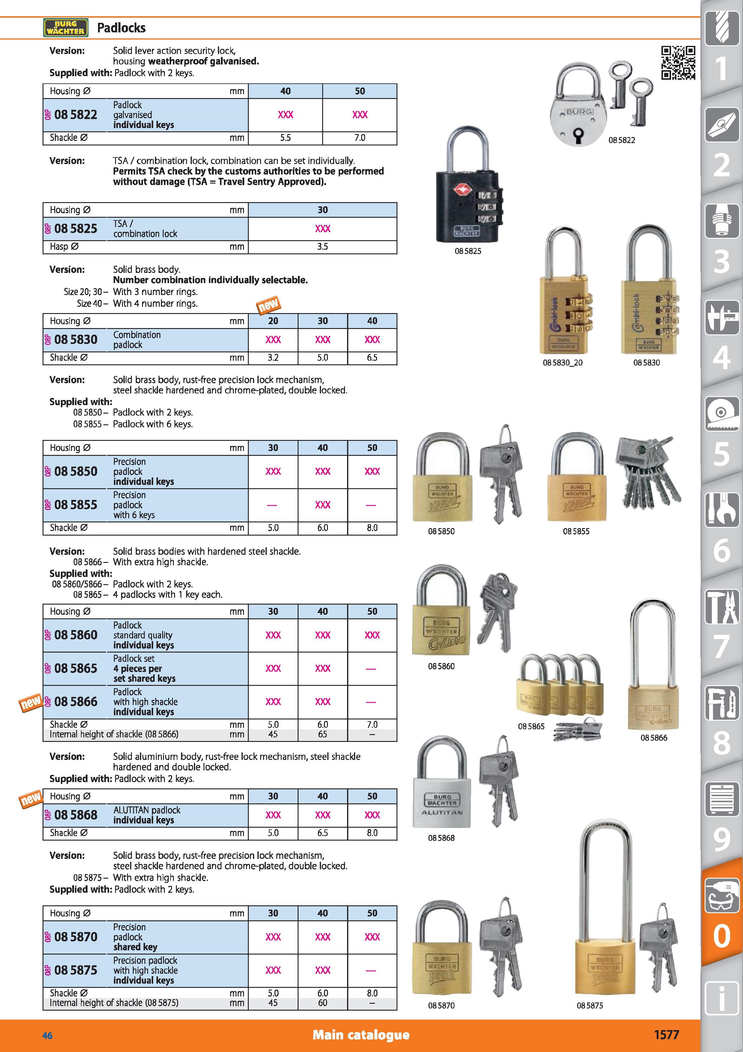 1577 BURG WACHTER Padlocks m Version Solid lever action security lock, housing weatherproof galvanised Supplied with Padlock with 2 keys Housing 0 mm Каталог HOFFMANN GROUP 2015 Инструмент режущий слесарный измерительный абразивный Оборудование Комплексные поставки для промышленных предприятий Стр. 1577 ENG