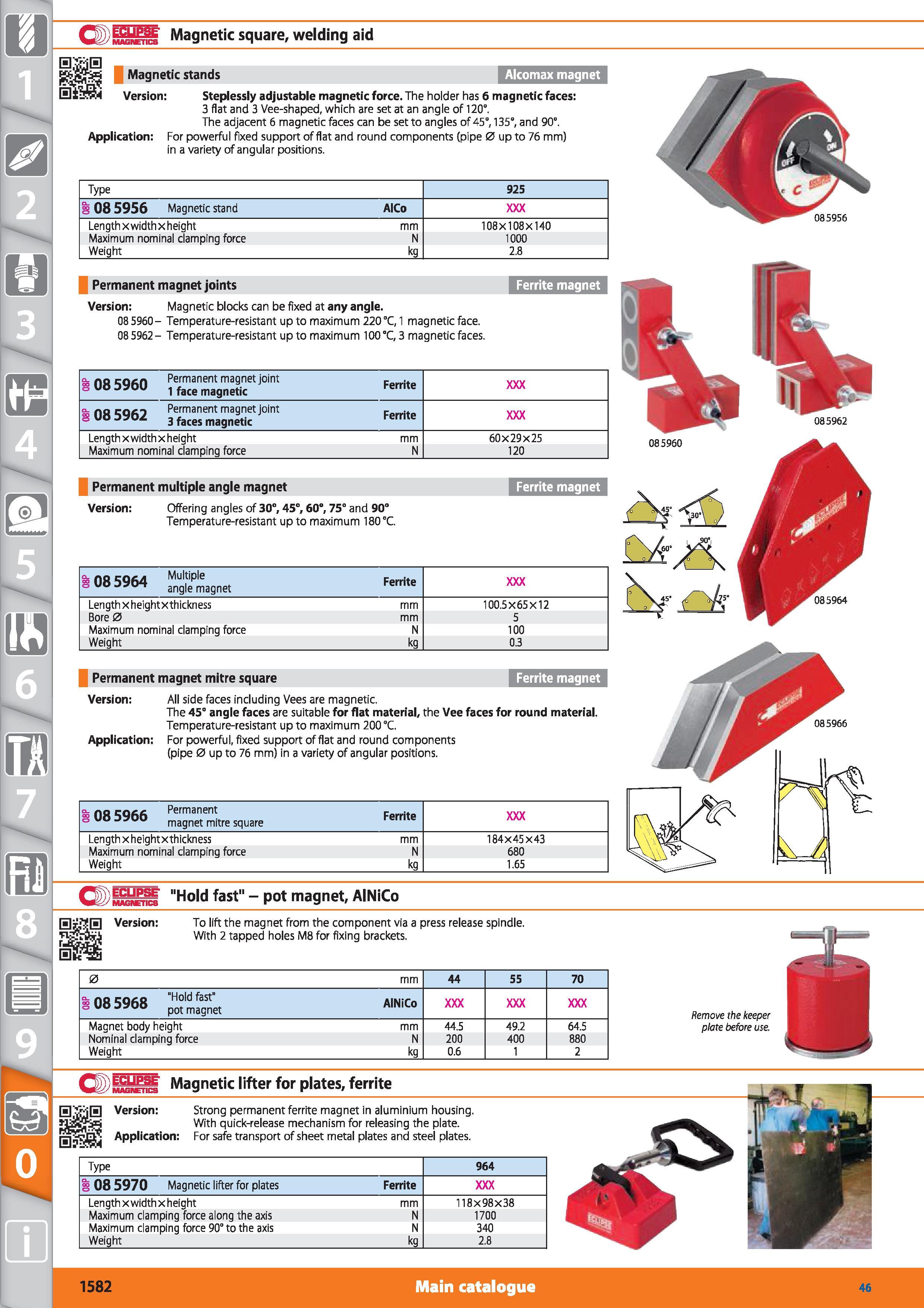 1582 pECUEgE Magnetic square, welding aid Magnetic stands Version Alcomax magnet Steplessly adjustable magnetic force The holder has 6 magnetic faces Каталог HOFFMANN GROUP 2015 Инструмент режущий слесарный измерительный абразивный Оборудование Комплексные поставки для промышленных предприятий Стр. 1582 ENG