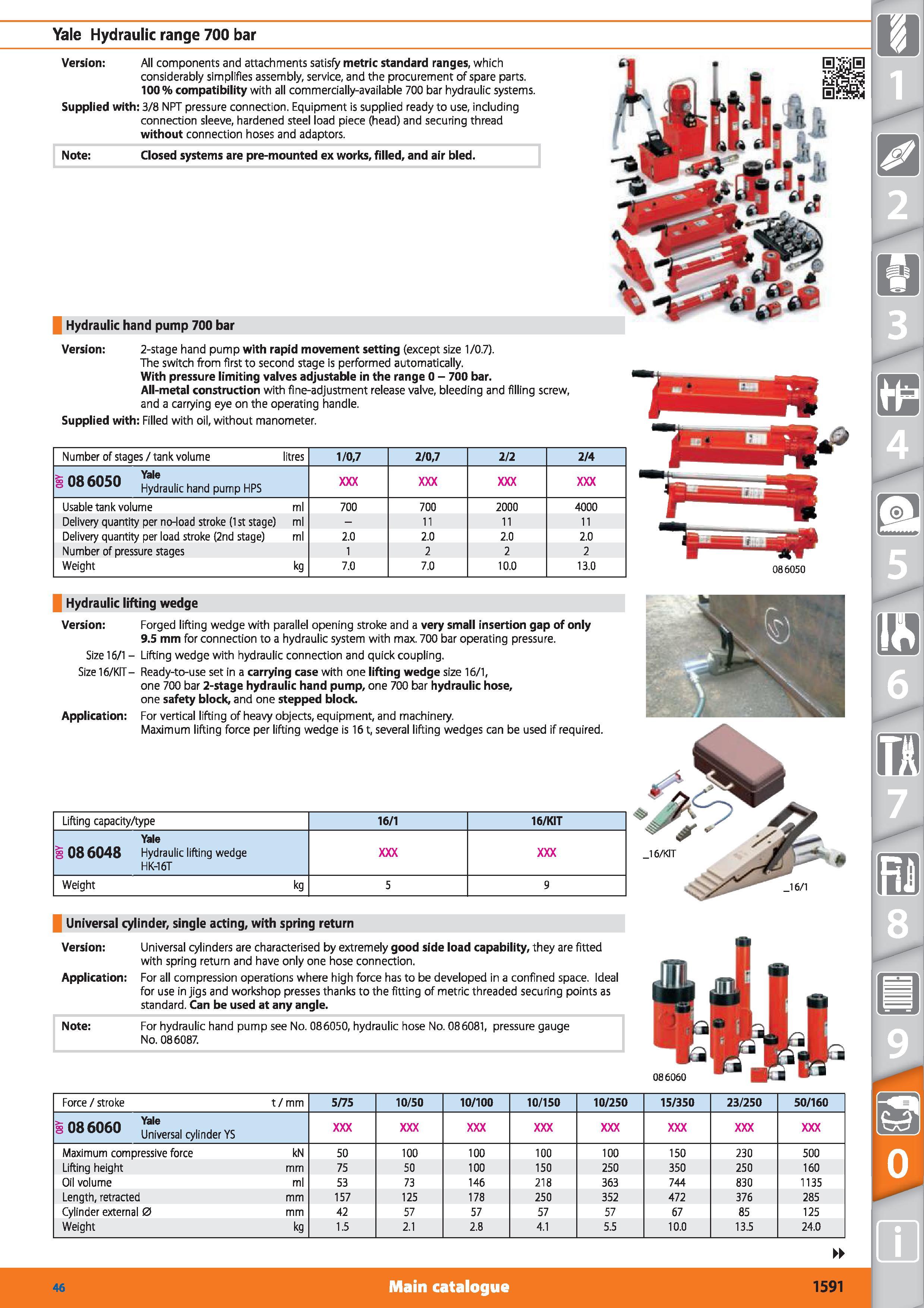 1591 Yale Hydraulic range 700 bar Version All components and attachments satisfy metric standard ranges, which considerably simplifies assembly, servi Каталог HOFFMANN GROUP 2015 Инструмент режущий слесарный измерительный абразивный Оборудование Комплексные поставки для промышленных предприятий Стр. 1591 ENG
