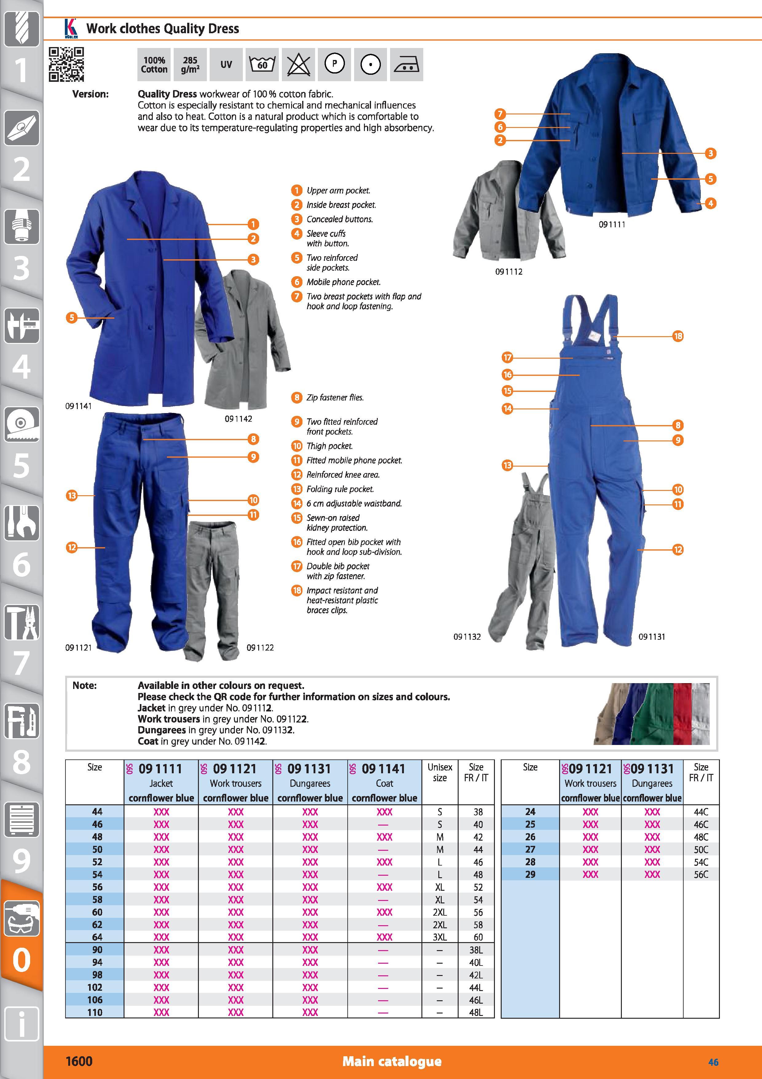 1600 Note Available in other colours on request Please check the QR code for further information on sizes and colours Jacket in grey under No 091112 W Каталог HOFFMANN GROUP 2015 Инструмент режущий слесарный измерительный абразивный Оборудование Комплексные поставки для промышленных предприятий Стр. 1600 ENG