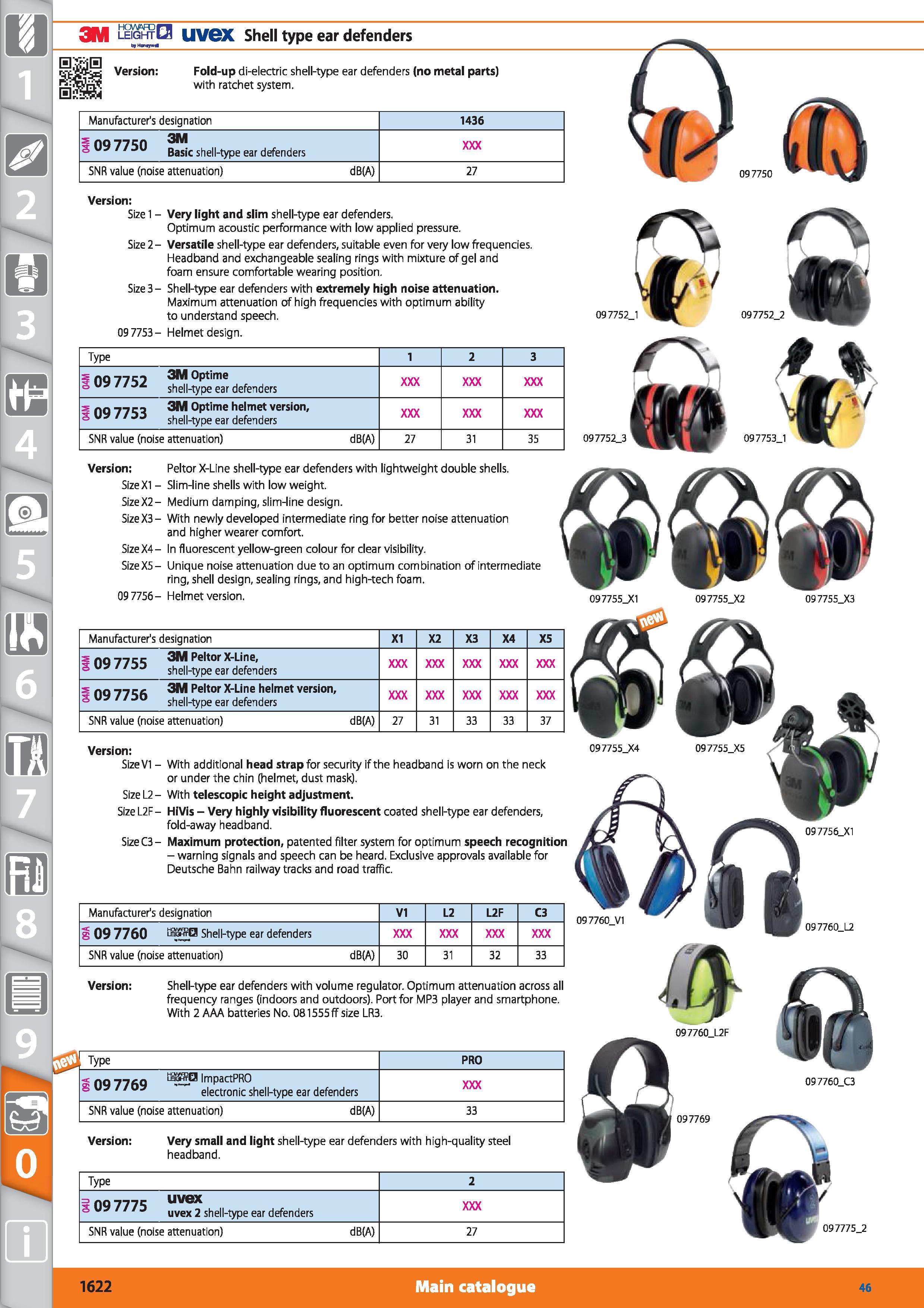 1622 3M leightB UVGX Shell type ear defenders 0:130 Version Fold-up di-electric shell-type ear defenders (no metal parts) with ratchet system Manufact Каталог HOFFMANN GROUP 2015 Инструмент режущий слесарный измерительный абразивный Оборудование Комплексные поставки для промышленных предприятий Стр. 1622 ENG