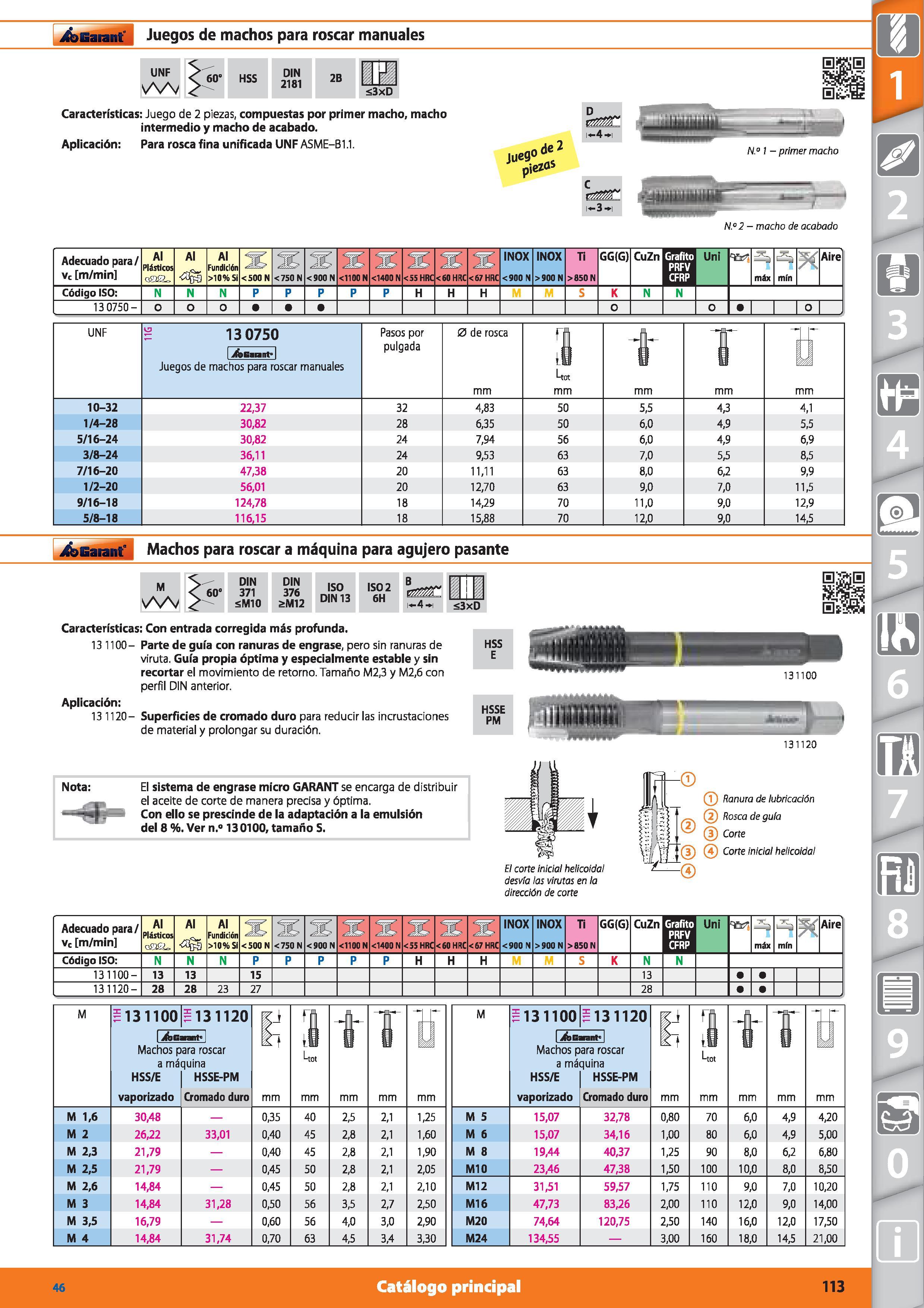 113 Garant Juegos de machos para roscar manuales UNF 60‘ HSS DIN 2181 2B <3xD Características: Juego de 2 piezas, compuestas por primer macho, macho Каталог HOFFMANN GROUP 2015 Инструмент режущий слесарный измерительный абразивный Оборудование Комплексные поставки для промышленных предприятий Стр. 113 SPA