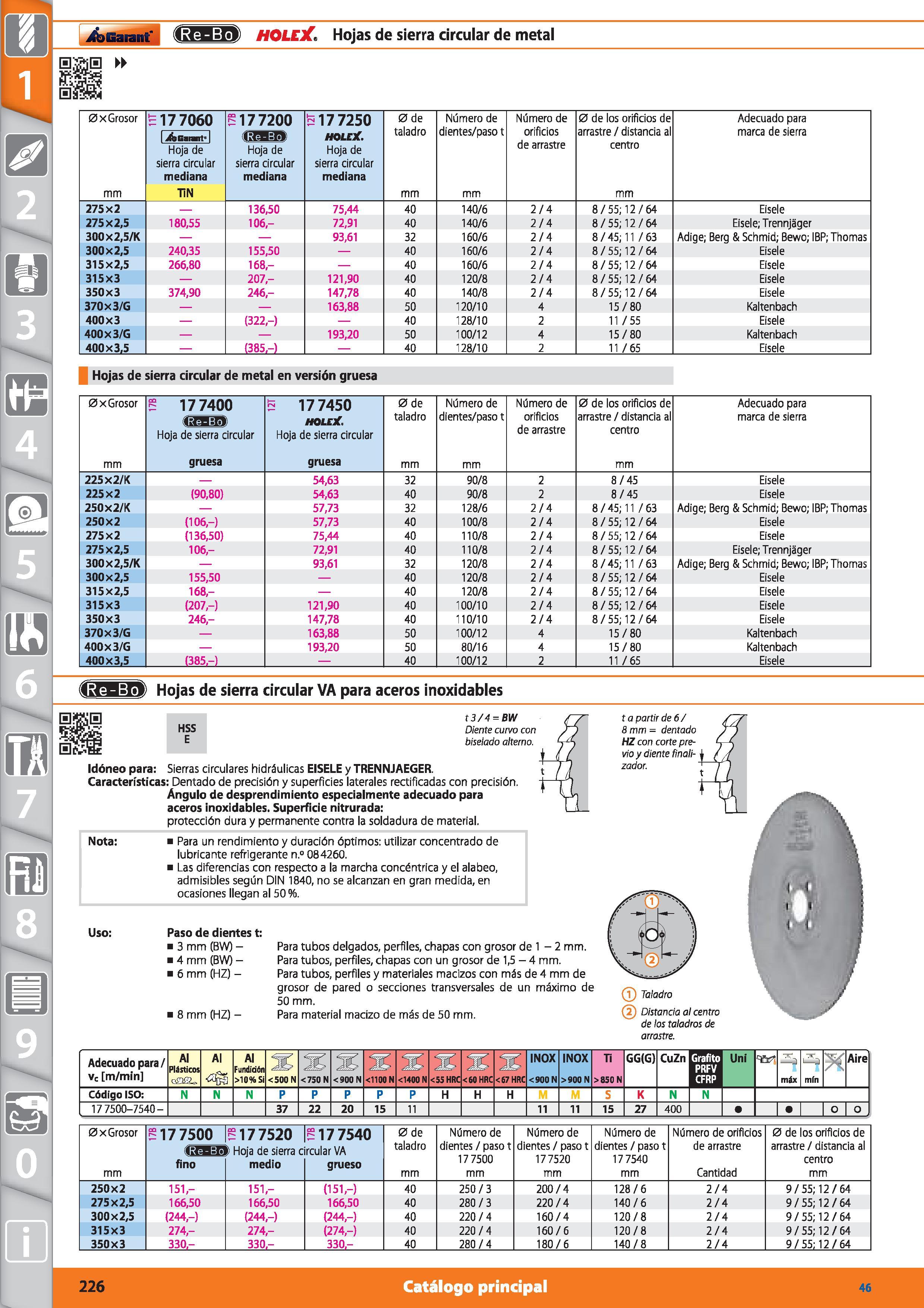 226 Garant IrfJsfcl holejC- Hojas de sierra circular de metal E 0 xGrosor mm 17 7060 1 j&Gmnt 1 Hoja de sierra circular mediana TIN 177200 (fÉEBslil Каталог HOFFMANN GROUP 2015 Инструмент режущий слесарный измерительный абразивный Оборудование Комплексные поставки для промышленных предприятий Стр. 226 SPA