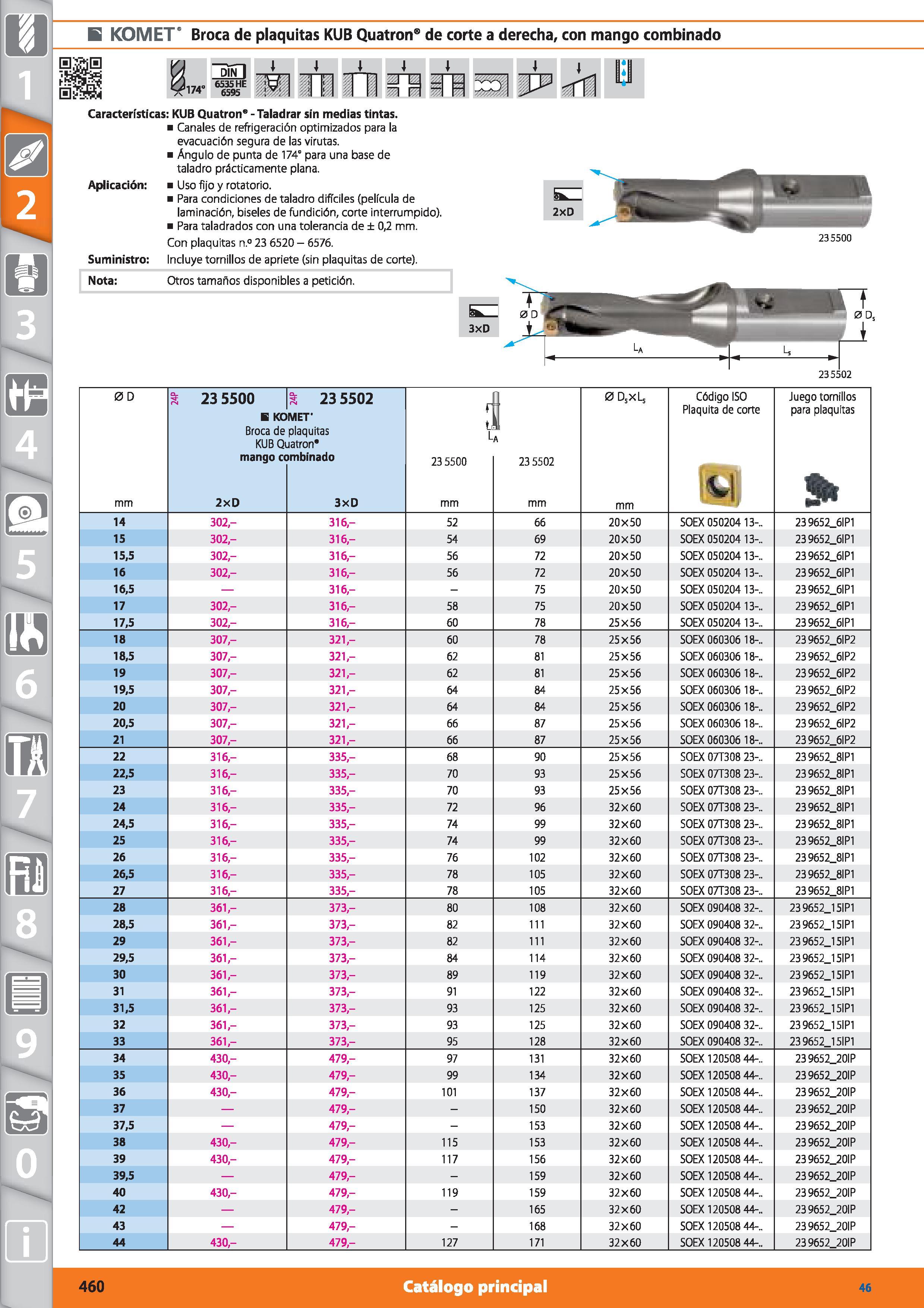 460 E KOMET Broca de plaquitas KUB Quatron de corte a derecha, con mango combinado (Á 5ífn 1 4 4 4 4 4 4 , B 8 <9l74° 6535 HE 6595 'M i íü í _ L i r Каталог HOFFMANN GROUP 2015 Инструмент режущий слесарный измерительный абразивный Оборудование Комплексные поставки для промышленных предприятий Стр. 460 SPA