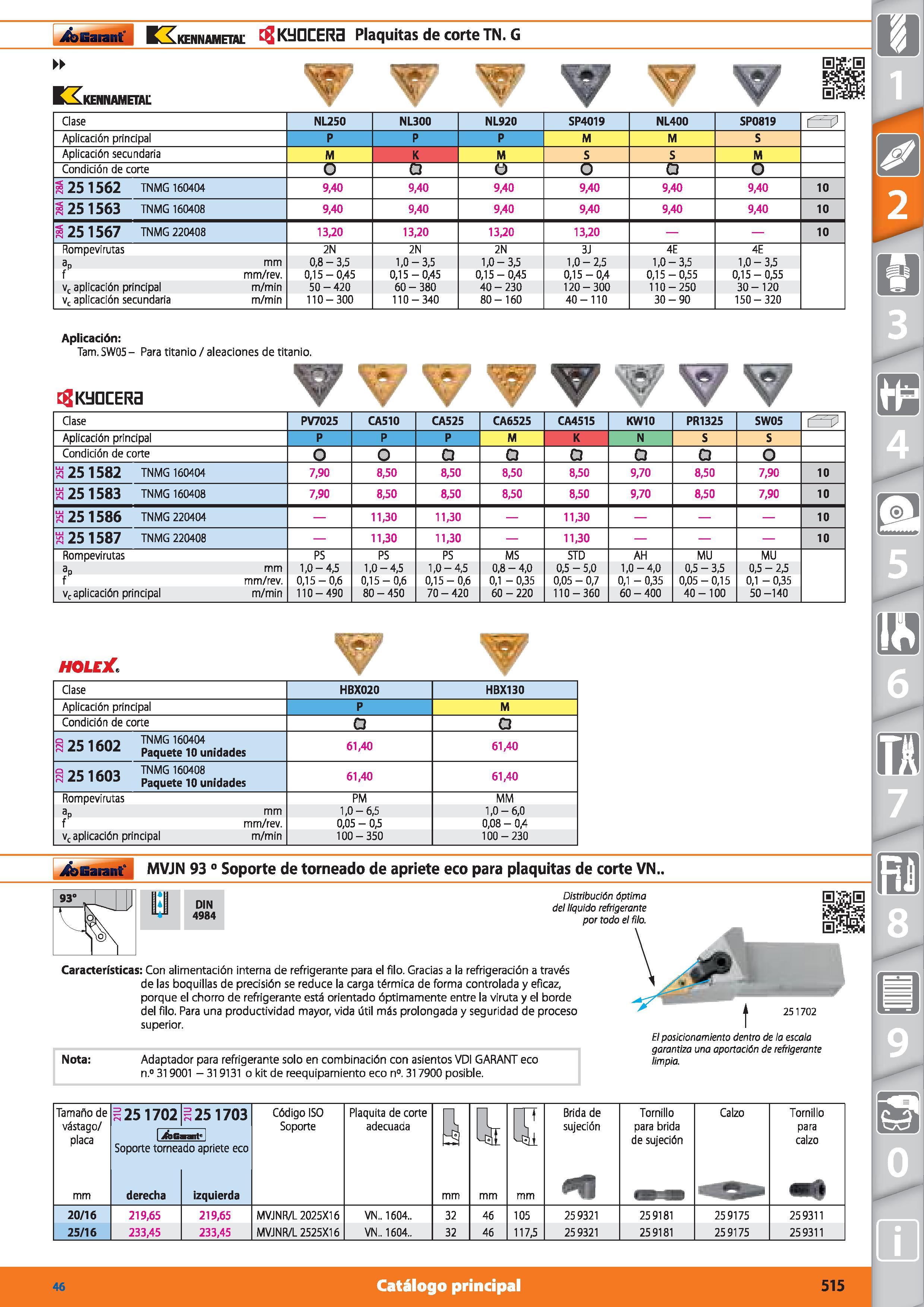 515 i&Earant kennametal K JGCER3 Plaquitas de corte TN G KZkennametal \¡í i'T a V Clase NL250 NL300 NL920 SP4019 NL400 SP0819 Érzí’ Aplicación princi Каталог HOFFMANN GROUP 2015 Инструмент режущий слесарный измерительный абразивный Оборудование Комплексные поставки для промышленных предприятий Стр. 515 SPA