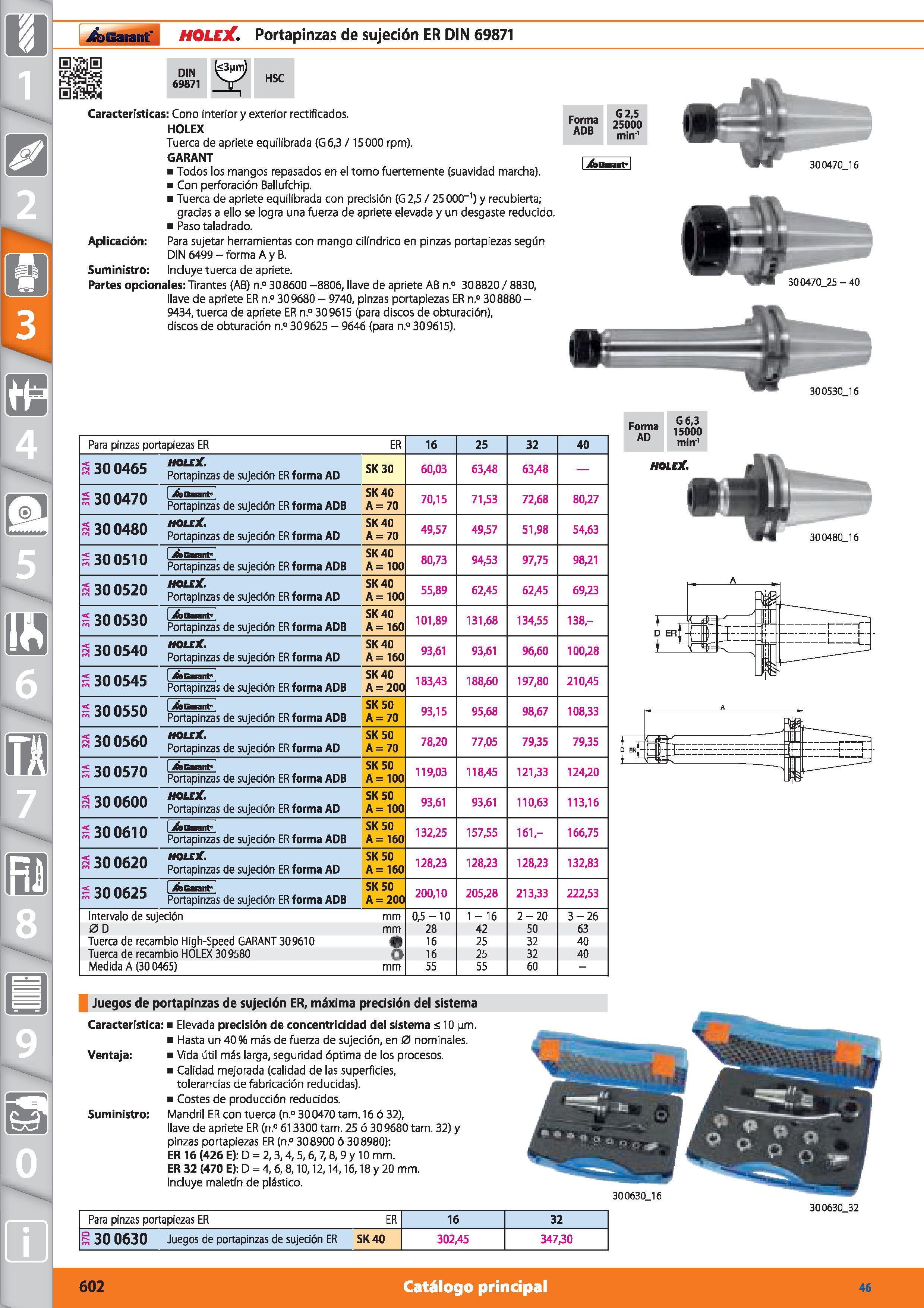 602 m 1 ioBaiarf HOLEX Portapinzas de sujeción ER DIN 69871 DIN 69871 HSC Características: Cono interior y exterior rectificados HOLEX Tuerca de apri Каталог HOFFMANN GROUP 2015 Инструмент режущий слесарный измерительный абразивный Оборудование Комплексные поставки для промышленных предприятий Стр. 602 SPA