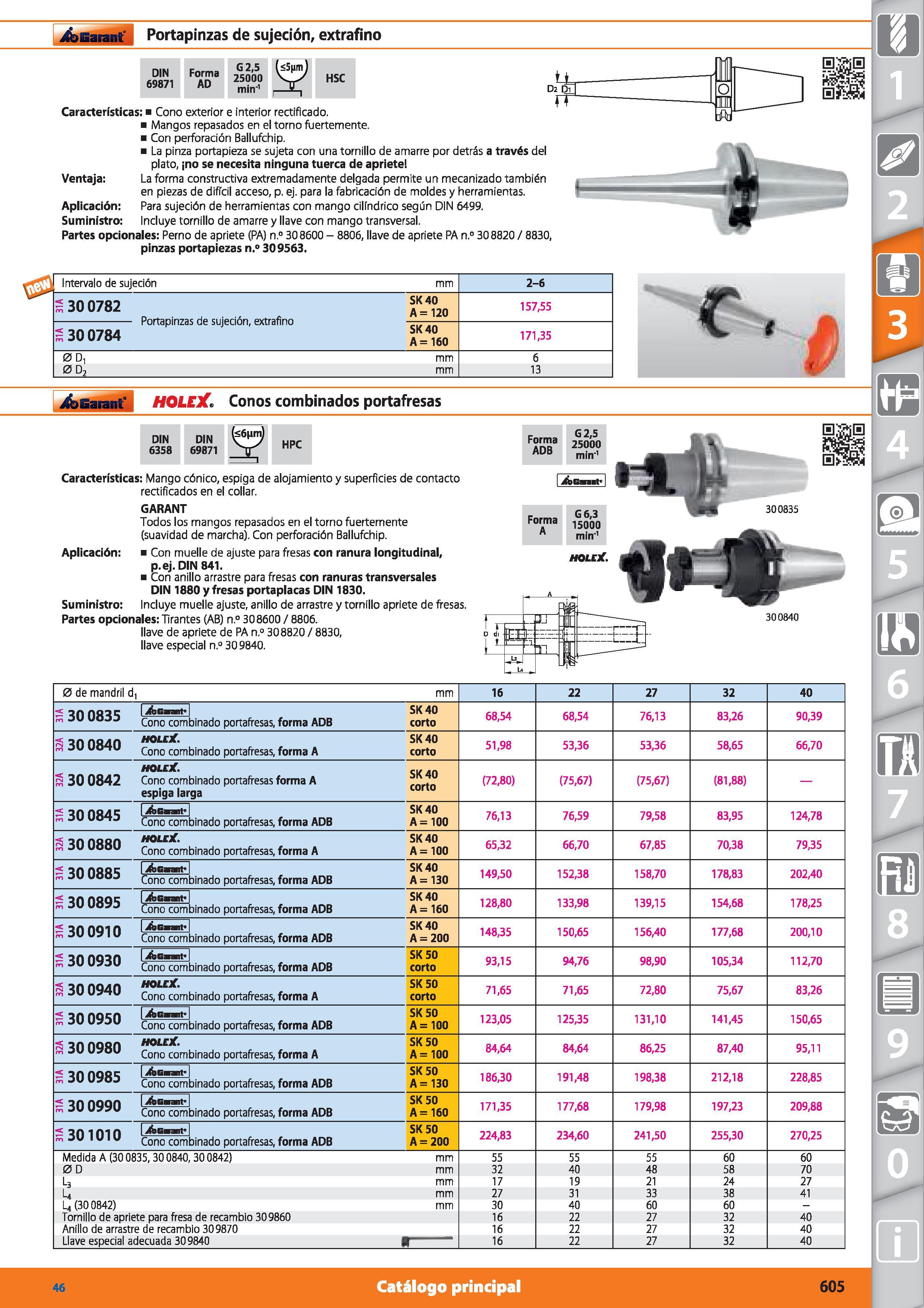 605 DIN 69871 Forma AD G 2,5 25000 min'1 i&Garanf Portapinzas de sujeción, extrafino Características: Cono exterior e interior rectificado Mangos rep Каталог HOFFMANN GROUP 2015 Инструмент режущий слесарный измерительный абразивный Оборудование Комплексные поставки для промышленных предприятий Стр. 605 SPA