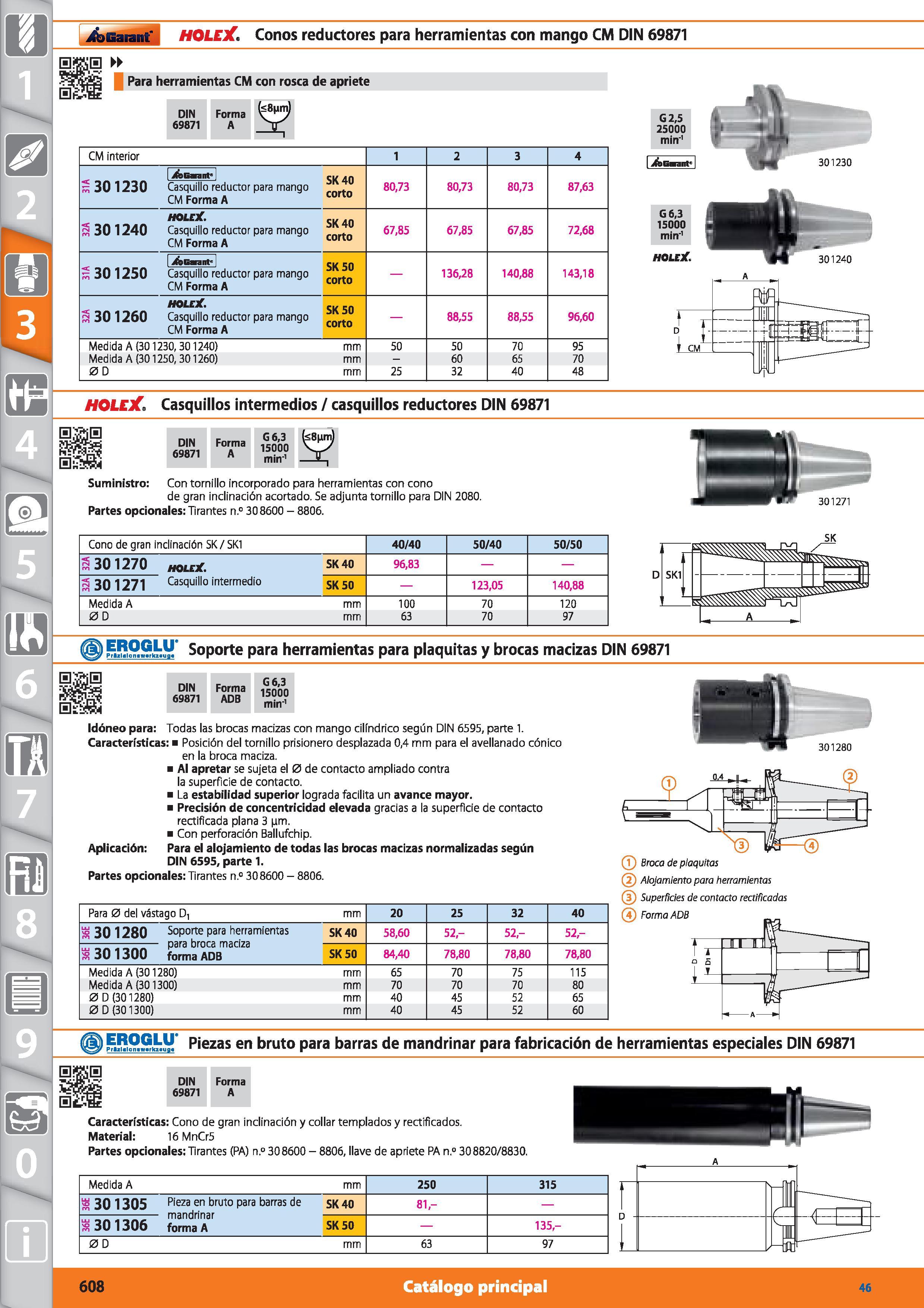 608 m 1 Garant HOLEX Conos reductores para herramientas con mango CM DIN 69871 0í¡ÜE Para herramientas CM con rosca de apriete DIN 69871 Forma A i CM Каталог HOFFMANN GROUP 2015 Инструмент режущий слесарный измерительный абразивный Оборудование Комплексные поставки для промышленных предприятий Стр. 608 SPA