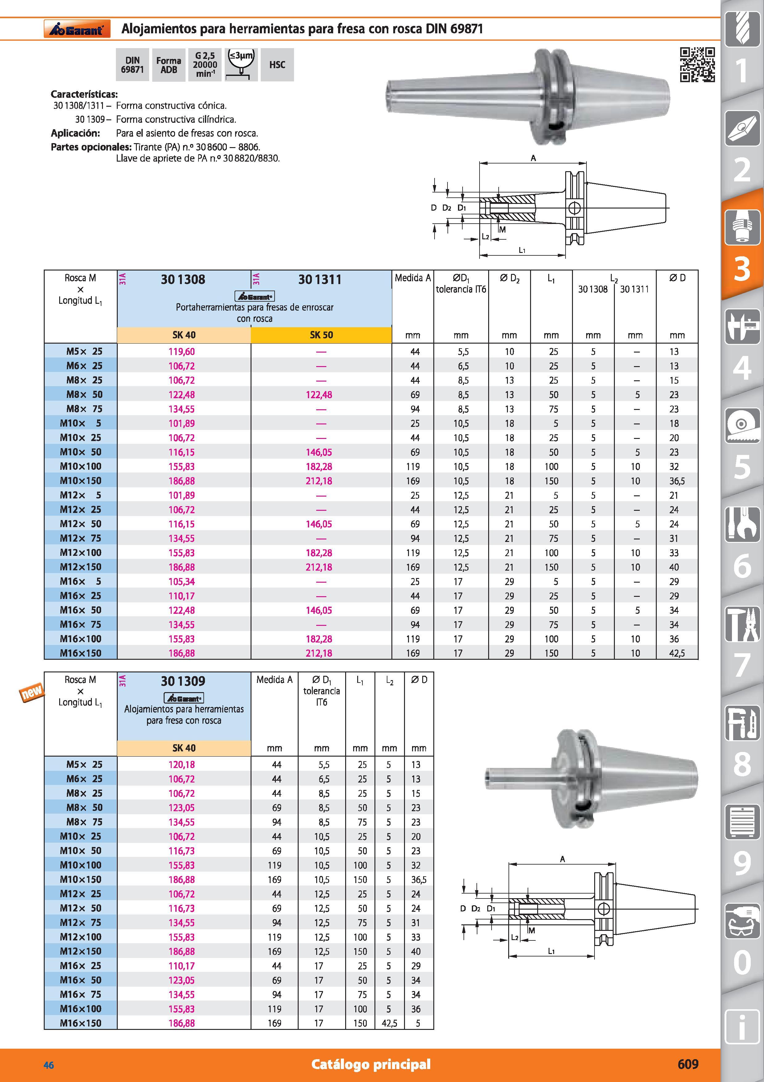 609 Garant Alojamientos para herramientas para fresa con rosca DIN 69871 DIN 69871 Forma ADB G 2,5 20000 min'1 HSC Características: 301308/1311 - For Каталог HOFFMANN GROUP 2015 Инструмент режущий слесарный измерительный абразивный Оборудование Комплексные поставки для промышленных предприятий Стр. 609 SPA