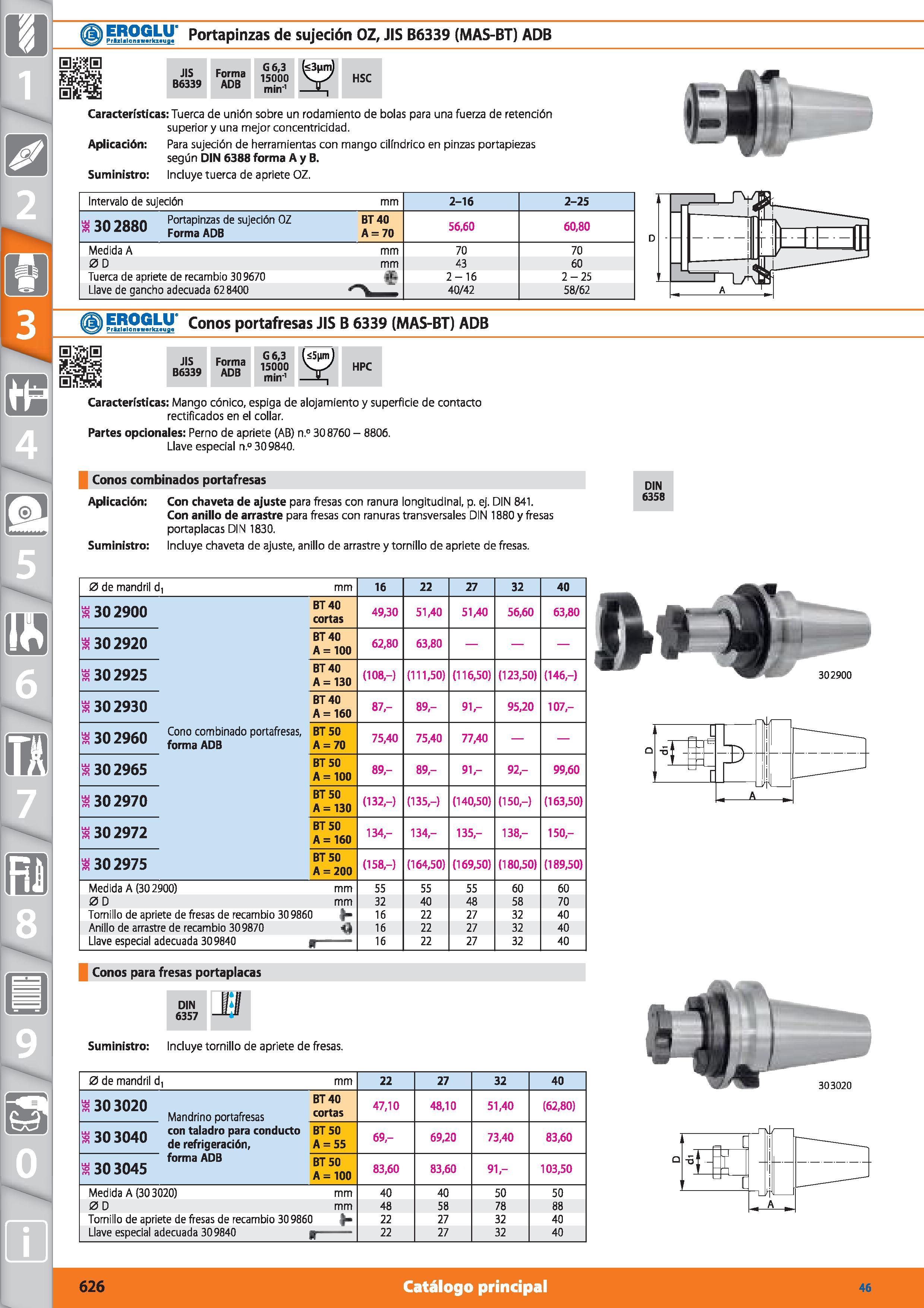 626 5 m 6 m 7 O x SBSSkSI' Portapinzas de sujeción OZ, JIS B6339 (MAS-BT) ADB JIS B6339 Forma ADB G6,3 15000 min-1 HSC Características: Tuerca de uni Каталог HOFFMANN GROUP 2015 Инструмент режущий слесарный измерительный абразивный Оборудование Комплексные поставки для промышленных предприятий Стр. 626 SPA