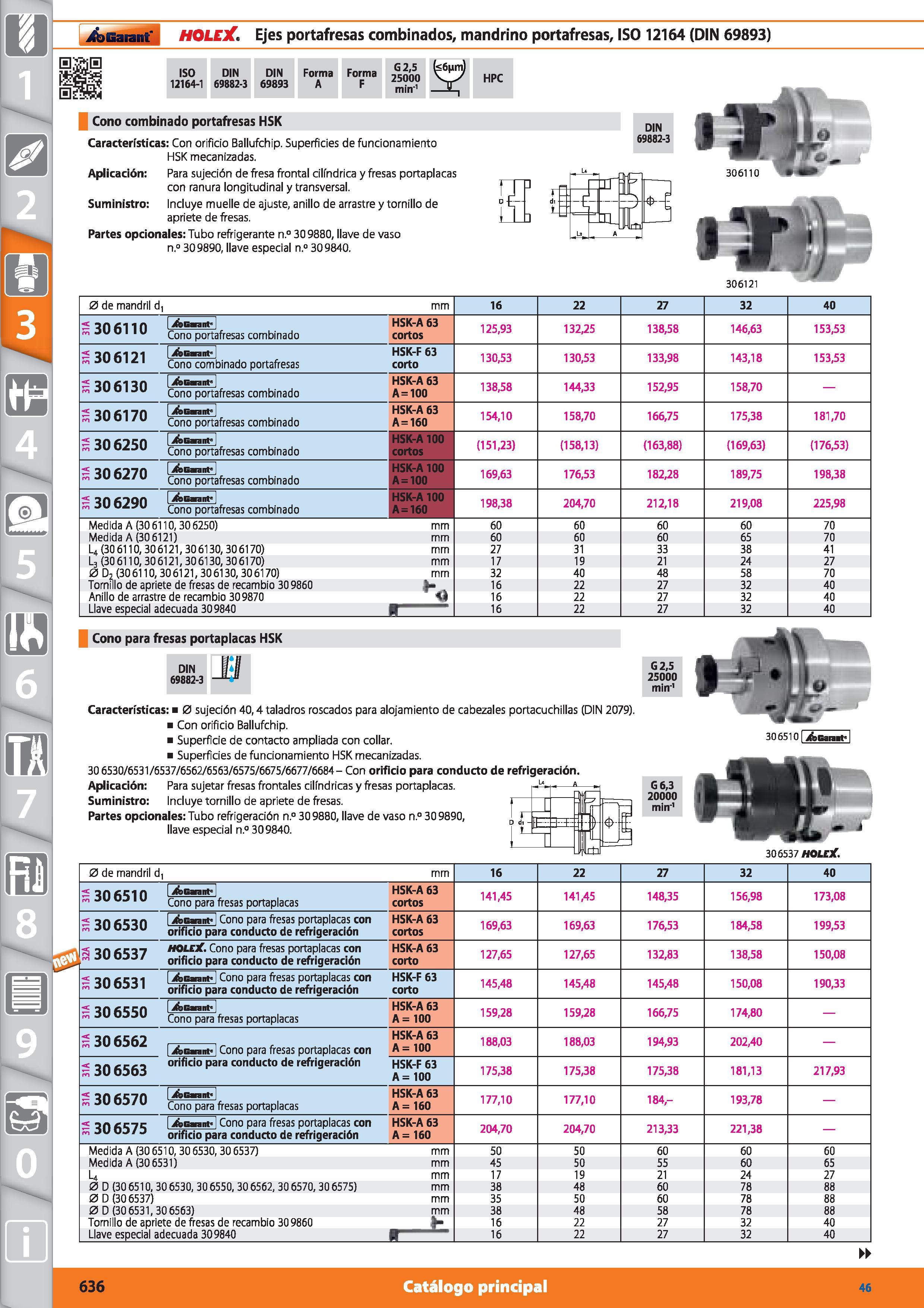 636 m 1 Garant HOLEX Ejes portafresas combinados, mandrino portafresas, ISO 12164 (DIN 69893) ISO 12164-1 DIN 69882-3 DIN 69893 Forma A Forma F G2,5 Каталог HOFFMANN GROUP 2015 Инструмент режущий слесарный измерительный абразивный Оборудование Комплексные поставки для промышленных предприятий Стр. 636 SPA