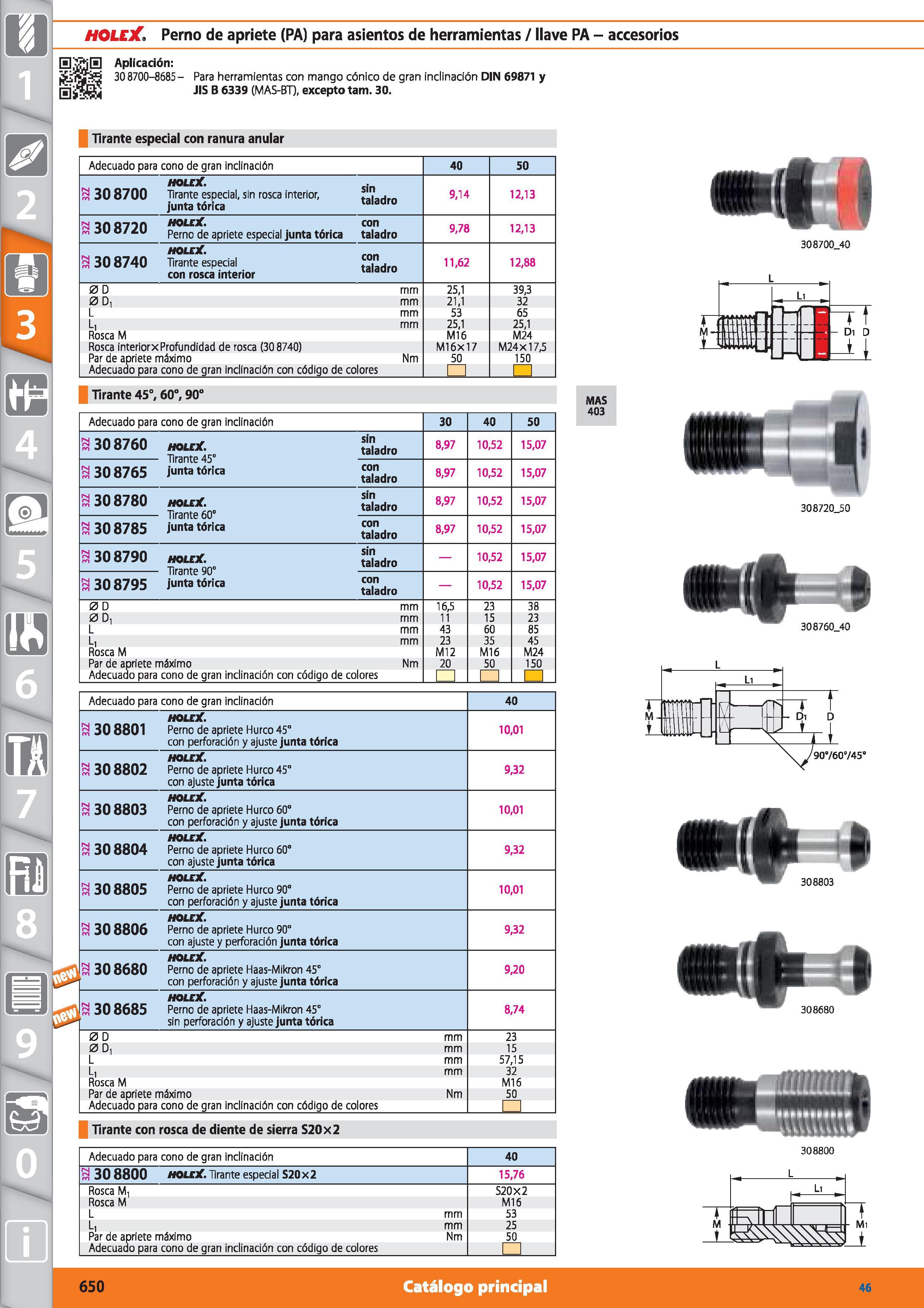 650 m 1 HOLEX Perno de apriete (PA) para asientos de herramientas / llave PA - accesorios H'íflH Aplicación: ¡ÍJÍjp 308700-8685- Para herramientas co Каталог HOFFMANN GROUP 2015 Инструмент режущий слесарный измерительный абразивный Оборудование Комплексные поставки для промышленных предприятий Стр. 650 SPA