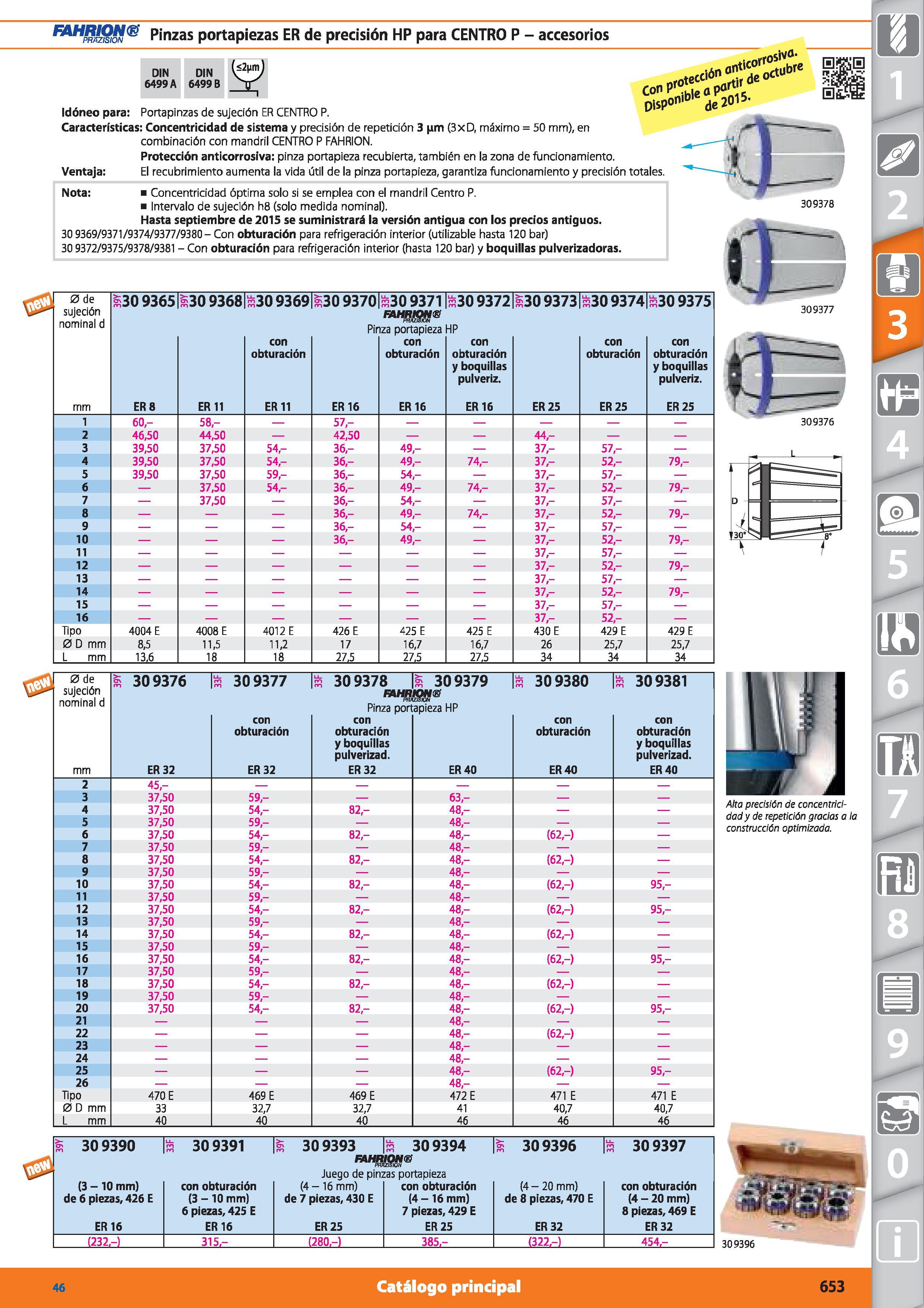 653 FAHRION PRAZISION Pinzas portapiezas ER de precisión HP para CENTRO P - accesorios DIN 6499 A DIN 6499 B it¡c°rri Idóneo para: Portapinzas de suj Каталог HOFFMANN GROUP 2015 Инструмент режущий слесарный измерительный абразивный Оборудование Комплексные поставки для промышленных предприятий Стр. 653 SPA
