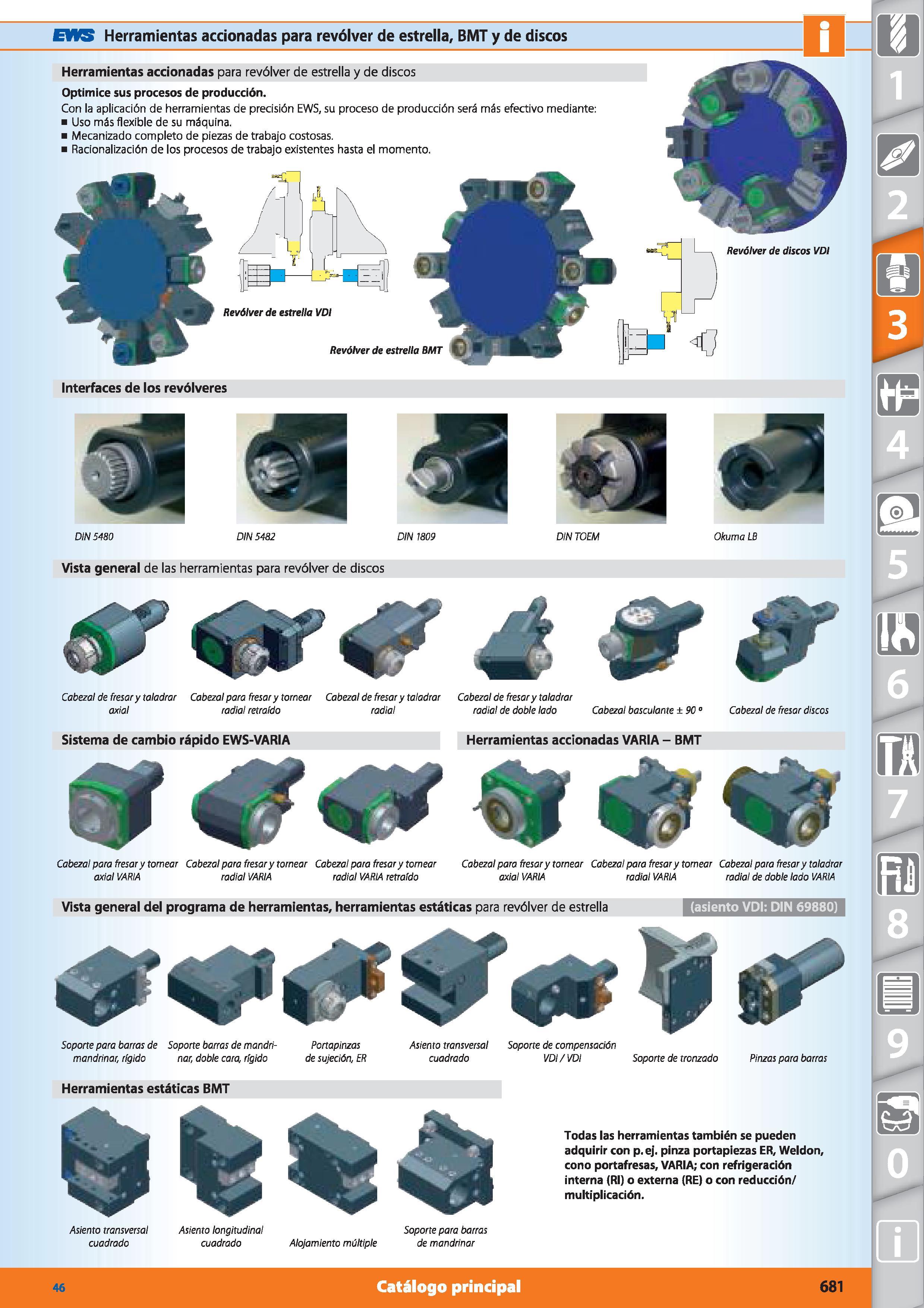 681 EWS Herramientas accionadas para revólver de estrella, BMT y de discos Vista general de las herramientas para revólver de discos Cabezal de fresa Каталог HOFFMANN GROUP 2015 Инструмент режущий слесарный измерительный абразивный Оборудование Комплексные поставки для промышленных предприятий Стр. 681 SPA