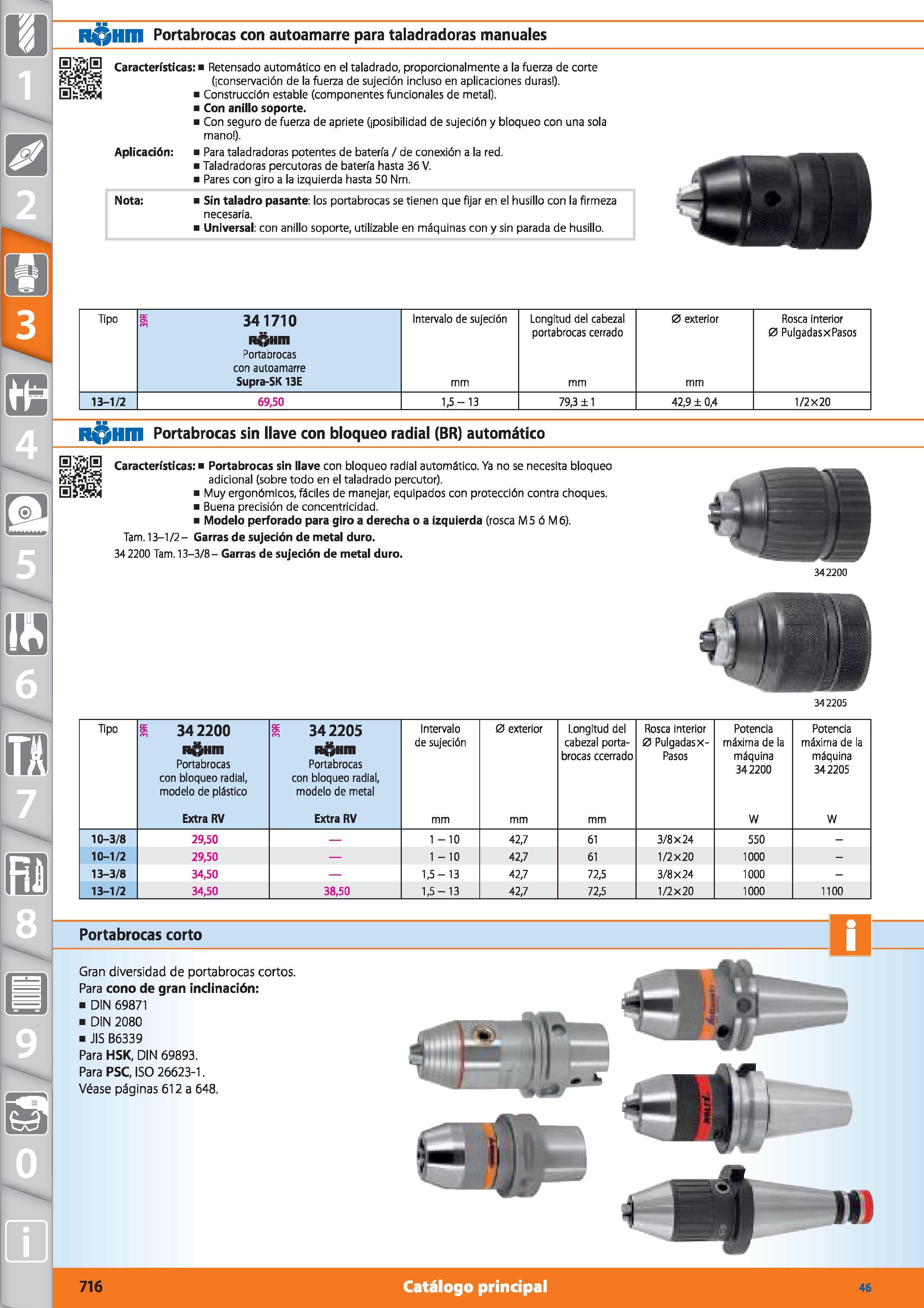 716 R HIII Portabrocas con autoamarre para taladradoras manuales Características: Retensado automático en el taladrado, proporcionalmente a la fuerza Каталог HOFFMANN GROUP 2015 Инструмент режущий слесарный измерительный абразивный Оборудование Комплексные поставки для промышленных предприятий Стр. 716 SPA