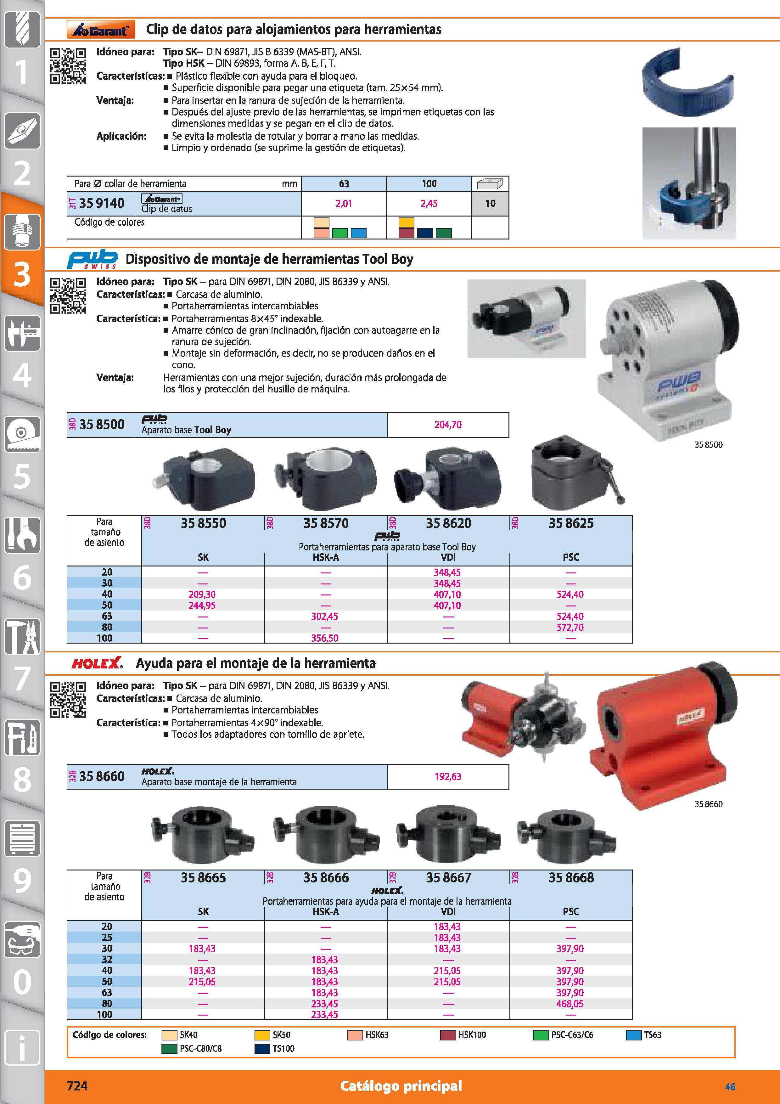 724 m 1 Garant Clip de datos para alojamientos para herramientas Idóneo para: Tipo SK- DIN 69871, JIS B 6339 (MAS-BT), ANSI Tipo HSK - DIN 69893, for Каталог HOFFMANN GROUP 2015 Инструмент режущий слесарный измерительный абразивный Оборудование Комплексные поставки для промышленных предприятий Стр. 724 SPA