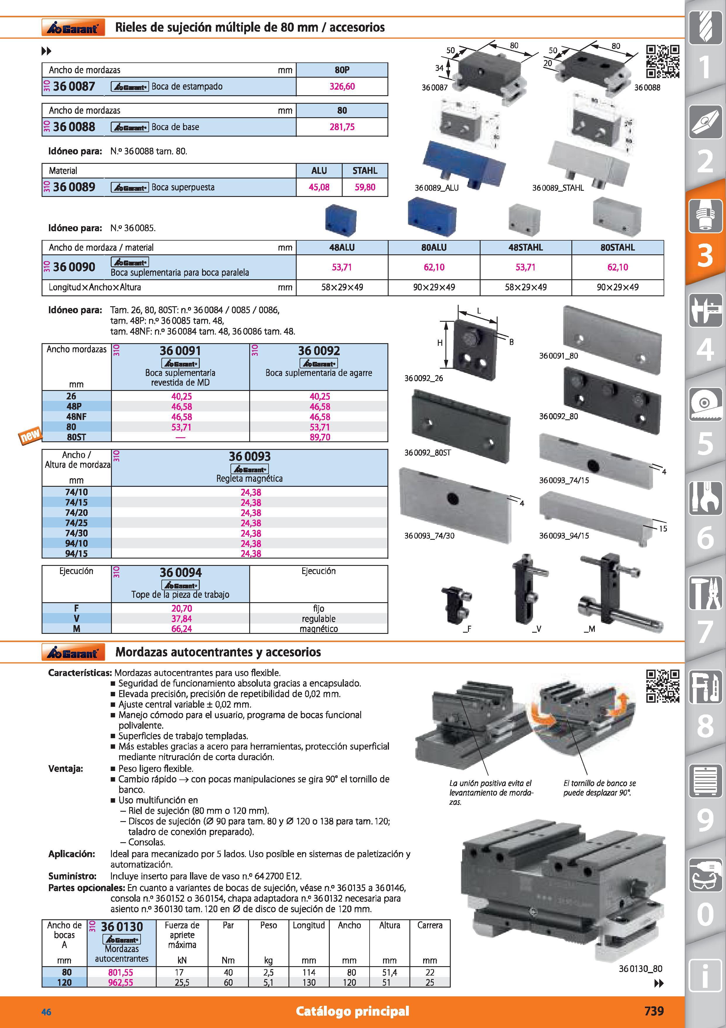 739 Garant Rieles de sujeción múltiple de 80 mm / accesorios Ancho de mordazas mm 80P ° 36 0087 I Asnf I Boca de estampado 326,60 Ancho de mordazas m Каталог HOFFMANN GROUP 2015 Инструмент режущий слесарный измерительный абразивный Оборудование Комплексные поставки для промышленных предприятий Стр. 739 SPA