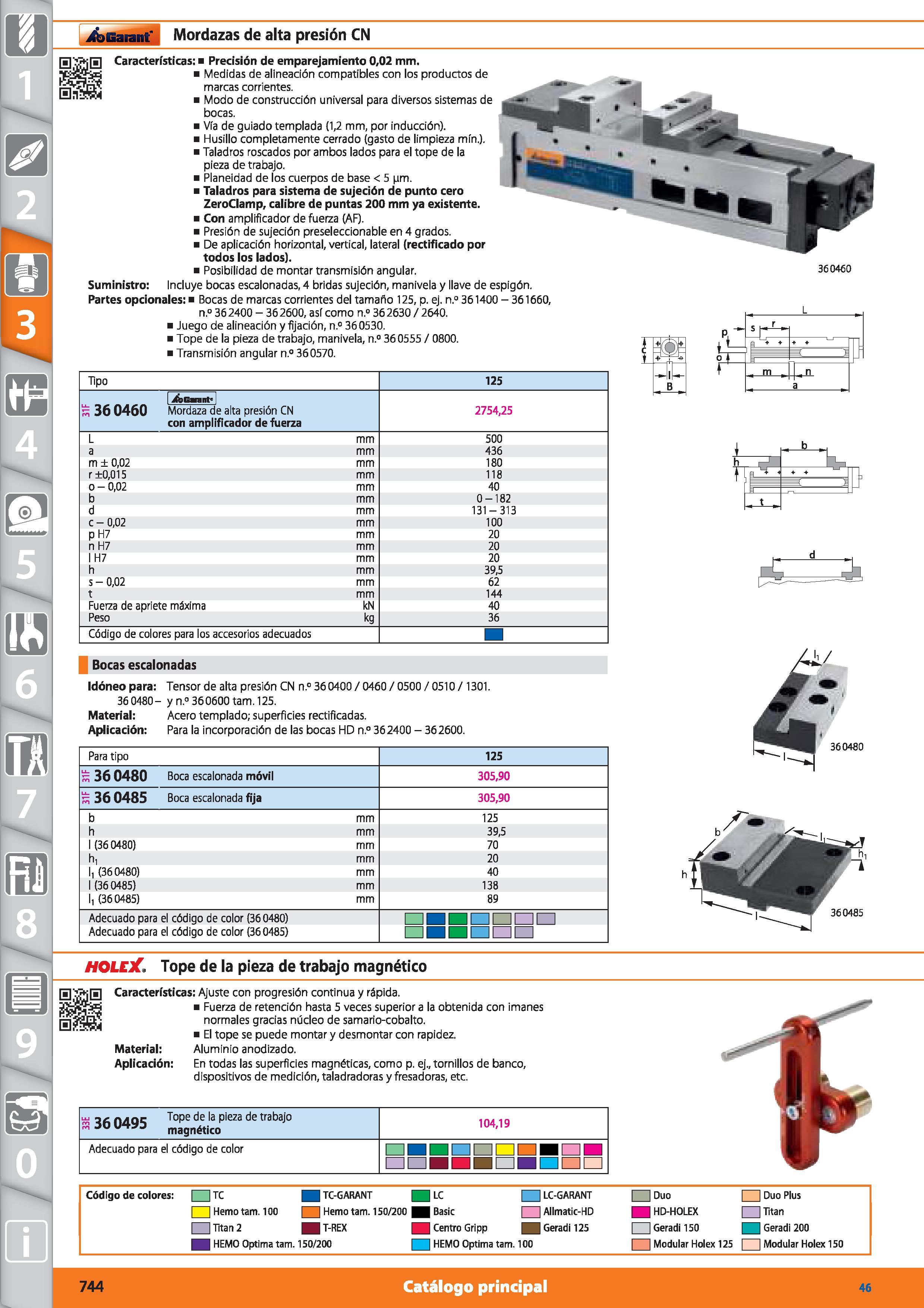 744 m 1 ioBaiarf Mordazas de alta presión CN Características: Precisión de emparejamiento 0,02 mm Medidas de alineación compatibles con los productos Каталог HOFFMANN GROUP 2015 Инструмент режущий слесарный измерительный абразивный Оборудование Комплексные поставки для промышленных предприятий Стр. 744 SPA
