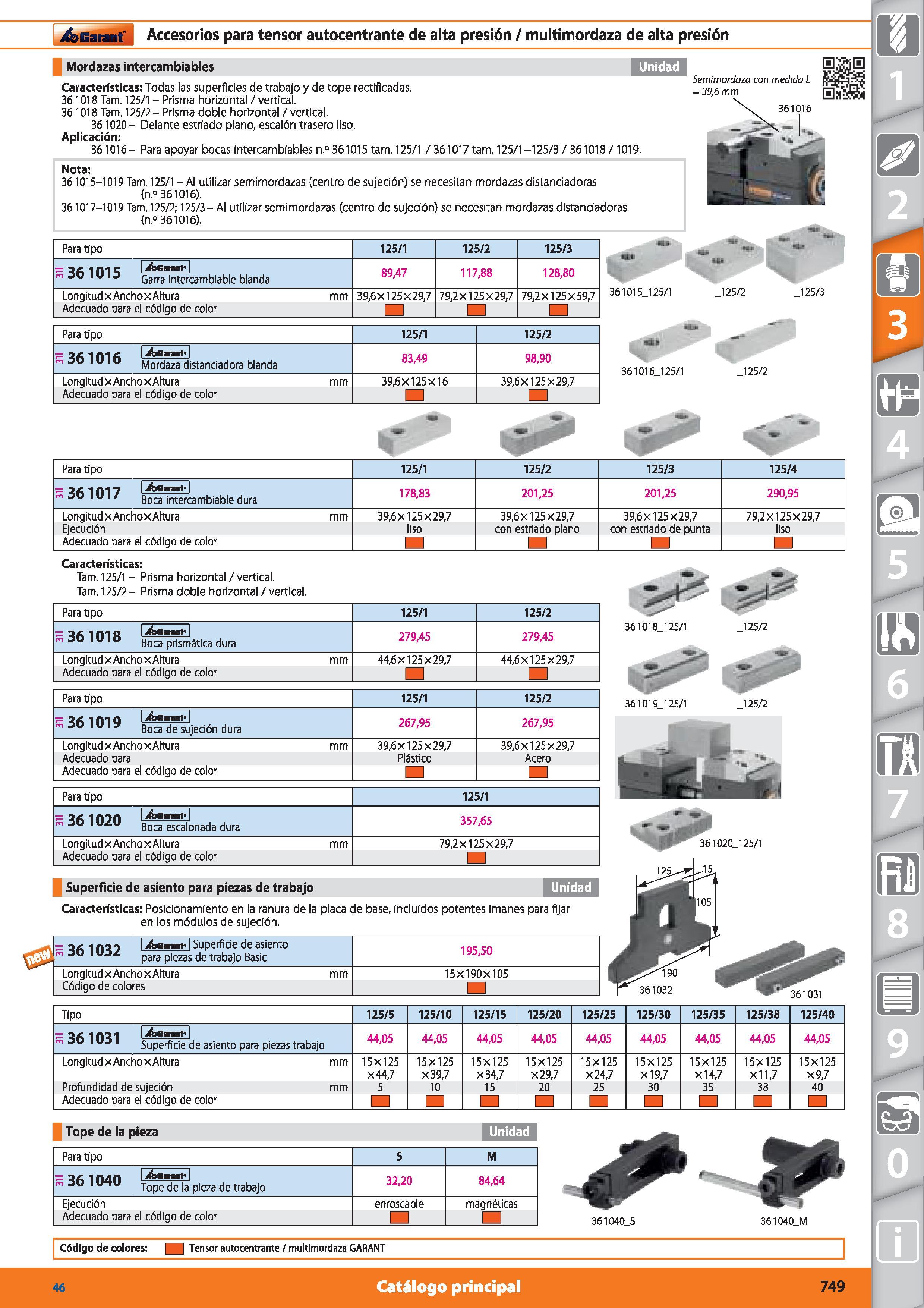 749 Garant Accesorios para tensor autocentrante de alta presión / multimordaza de alta presión Mordazas intercambiables Unidad Características: Todas Каталог HOFFMANN GROUP 2015 Инструмент режущий слесарный измерительный абразивный Оборудование Комплексные поставки для промышленных предприятий Стр. 749 SPA