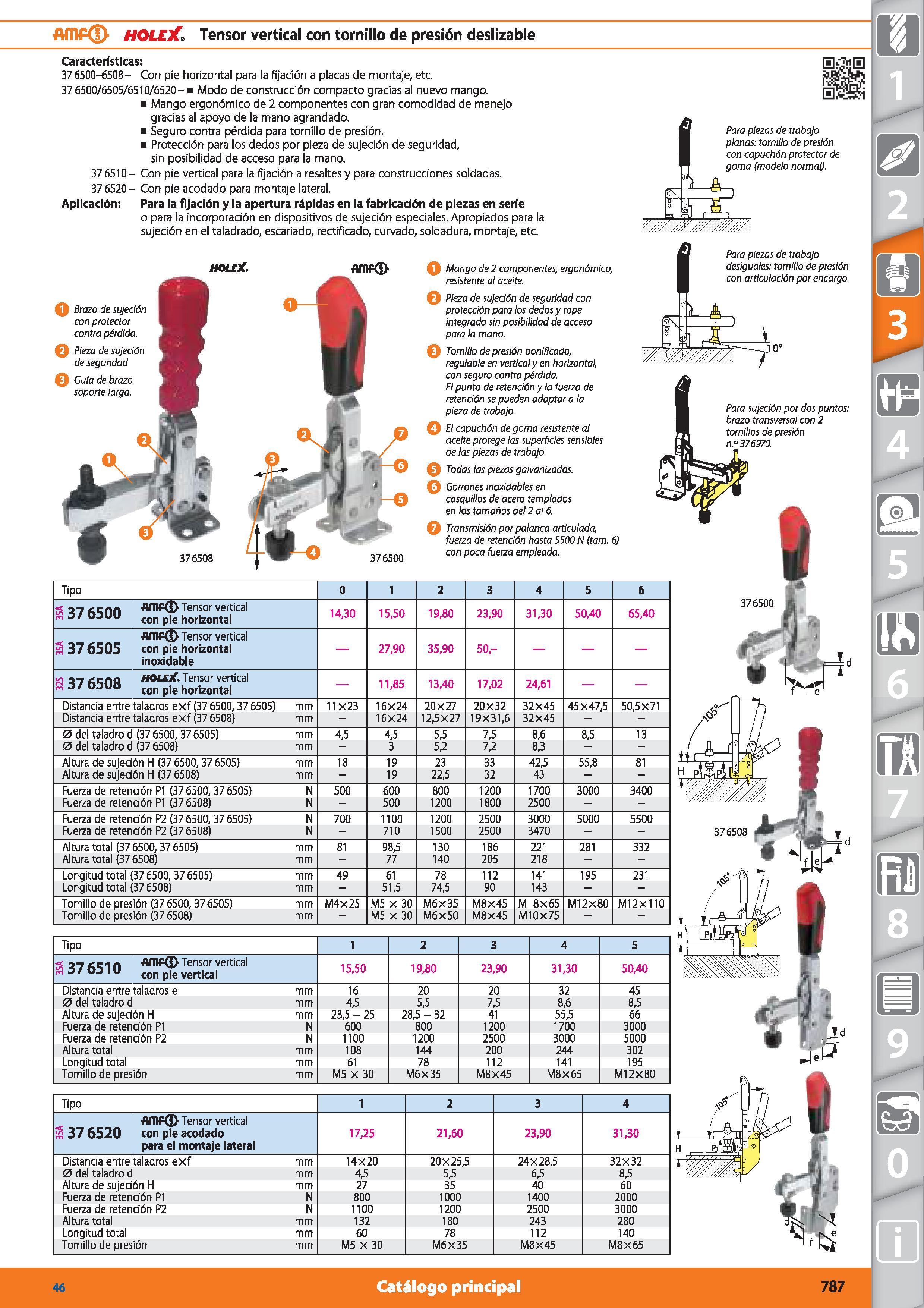787 Amp(l> holejCTensor vertical con tornillo de presión deslizable Características: 376500-6508- Con pie horizontal para la fijación a placas de mon Каталог HOFFMANN GROUP 2015 Инструмент режущий слесарный измерительный абразивный Оборудование Комплексные поставки для промышленных предприятий Стр. 787 SPA