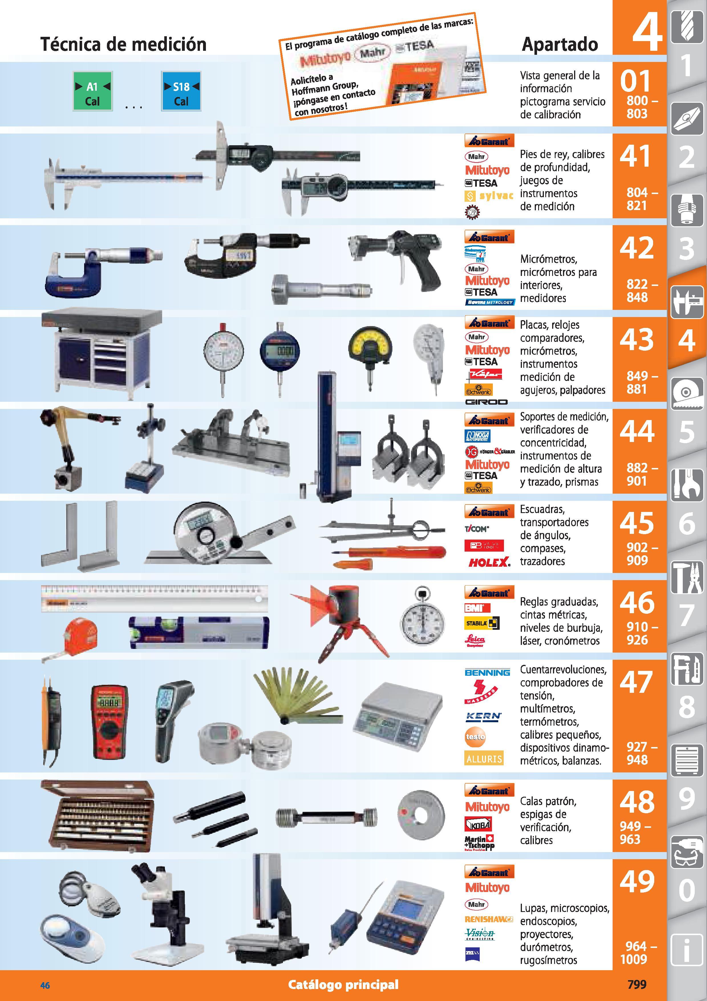 799 Técnica de medición Apartado 1<< Cal Cal Vista general de la información pictograma servicio de calibración Á> Garant (Mahr) Mitutoyo BTESA sylva Каталог HOFFMANN GROUP 2015 Инструмент режущий слесарный измерительный абразивный Оборудование Комплексные поставки для промышленных предприятий Стр. 799 SPA