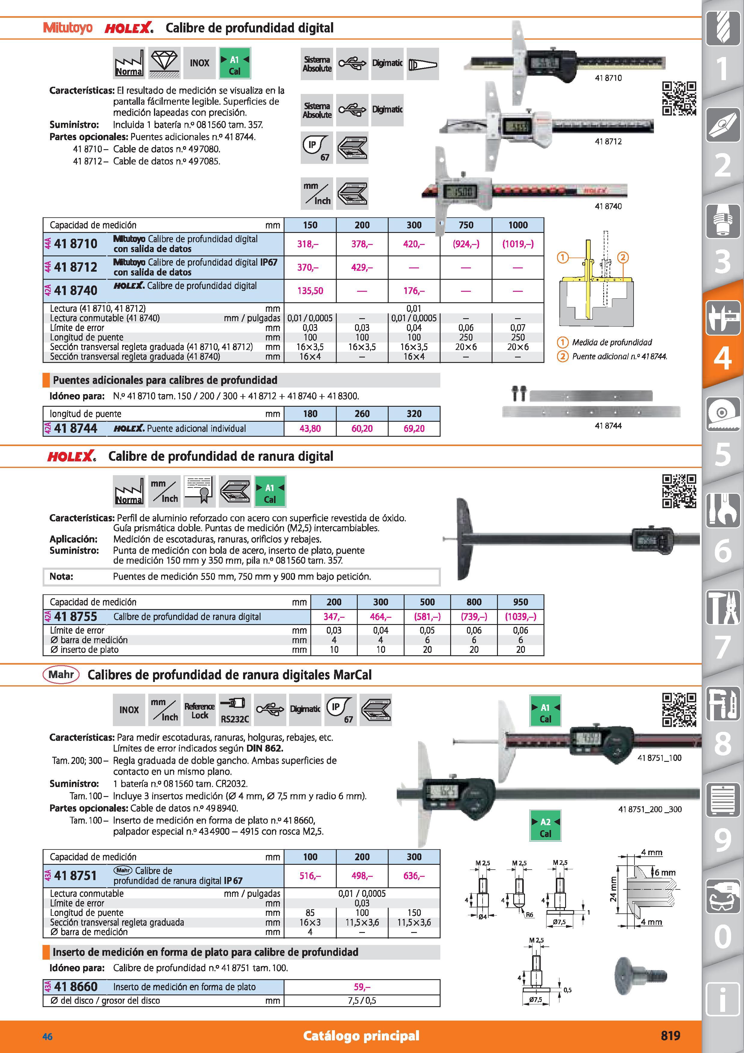 819 Mitutoyo HOLEX Calibre de profundidad digital NNM Norma INOX rl Sistema Absolute Digimatit Características: El resultado de medición se visualiza Каталог HOFFMANN GROUP 2015 Инструмент режущий слесарный измерительный абразивный Оборудование Комплексные поставки для промышленных предприятий Стр. 819 SPA