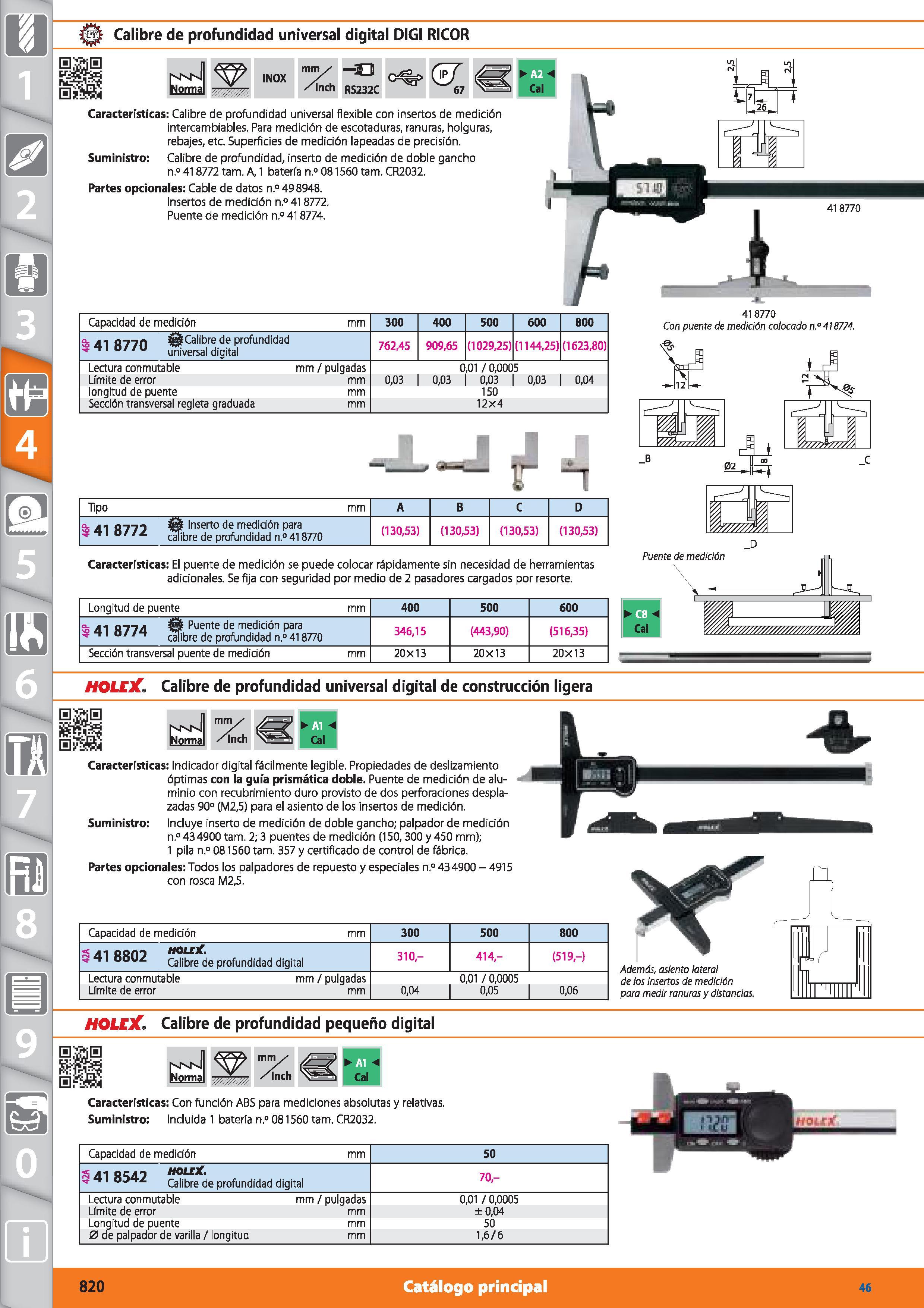 820 Calibre de profundidad universal digital DIGI RICOR Capacidad de medición l 11 o-7-7n ¿feCalibre de profundidad ° 41 8770 versal digital Lectura Каталог HOFFMANN GROUP 2015 Инструмент режущий слесарный измерительный абразивный Оборудование Комплексные поставки для промышленных предприятий Стр. 820 SPA