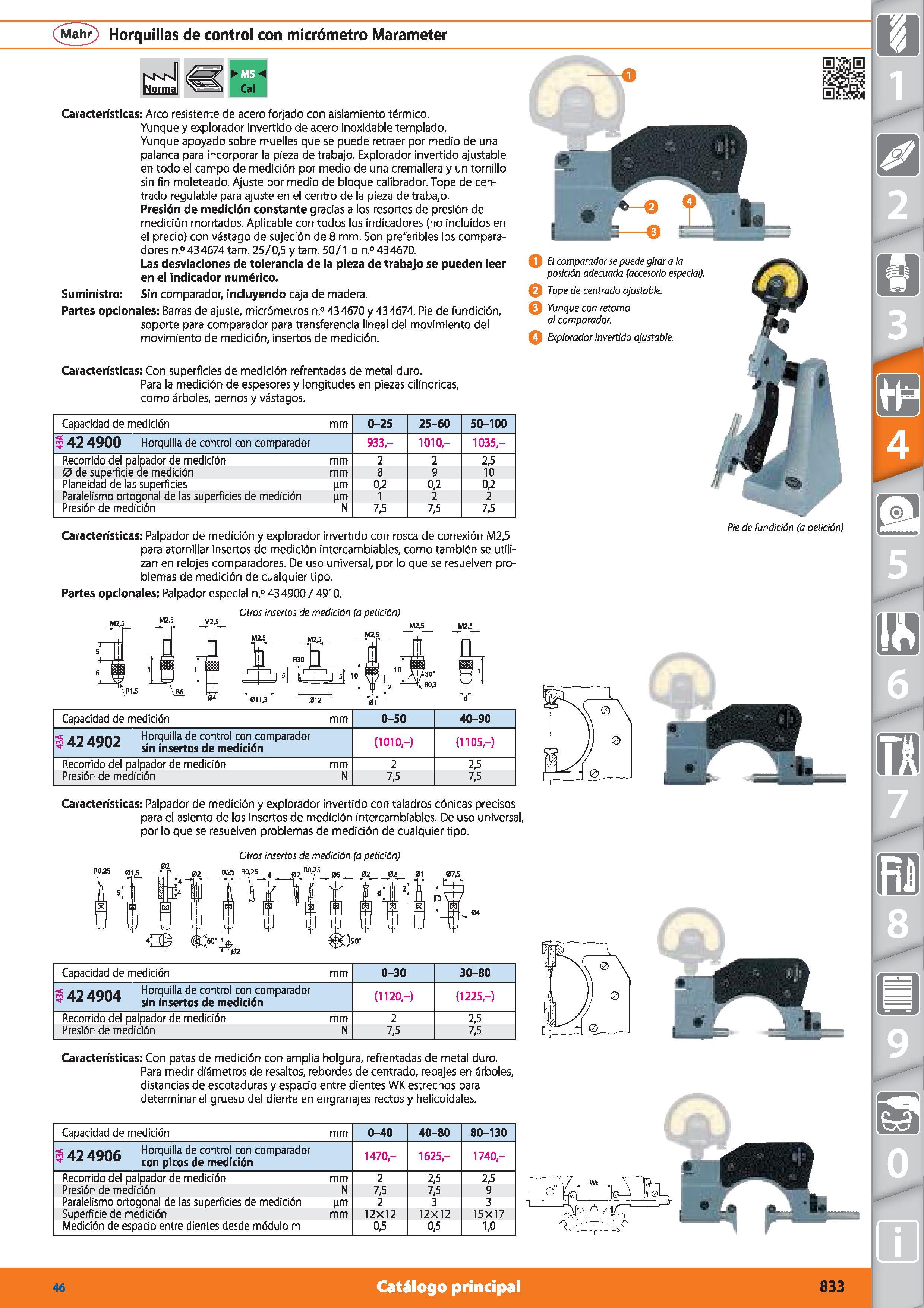833 (Mahr) Horquillas de control con micrómetro Marameter Cal Características: Arco resistente de acero forjado con aislamiento térmico Yunque y expl Каталог HOFFMANN GROUP 2015 Инструмент режущий слесарный измерительный абразивный Оборудование Комплексные поставки для промышленных предприятий Стр. 833 SPA
