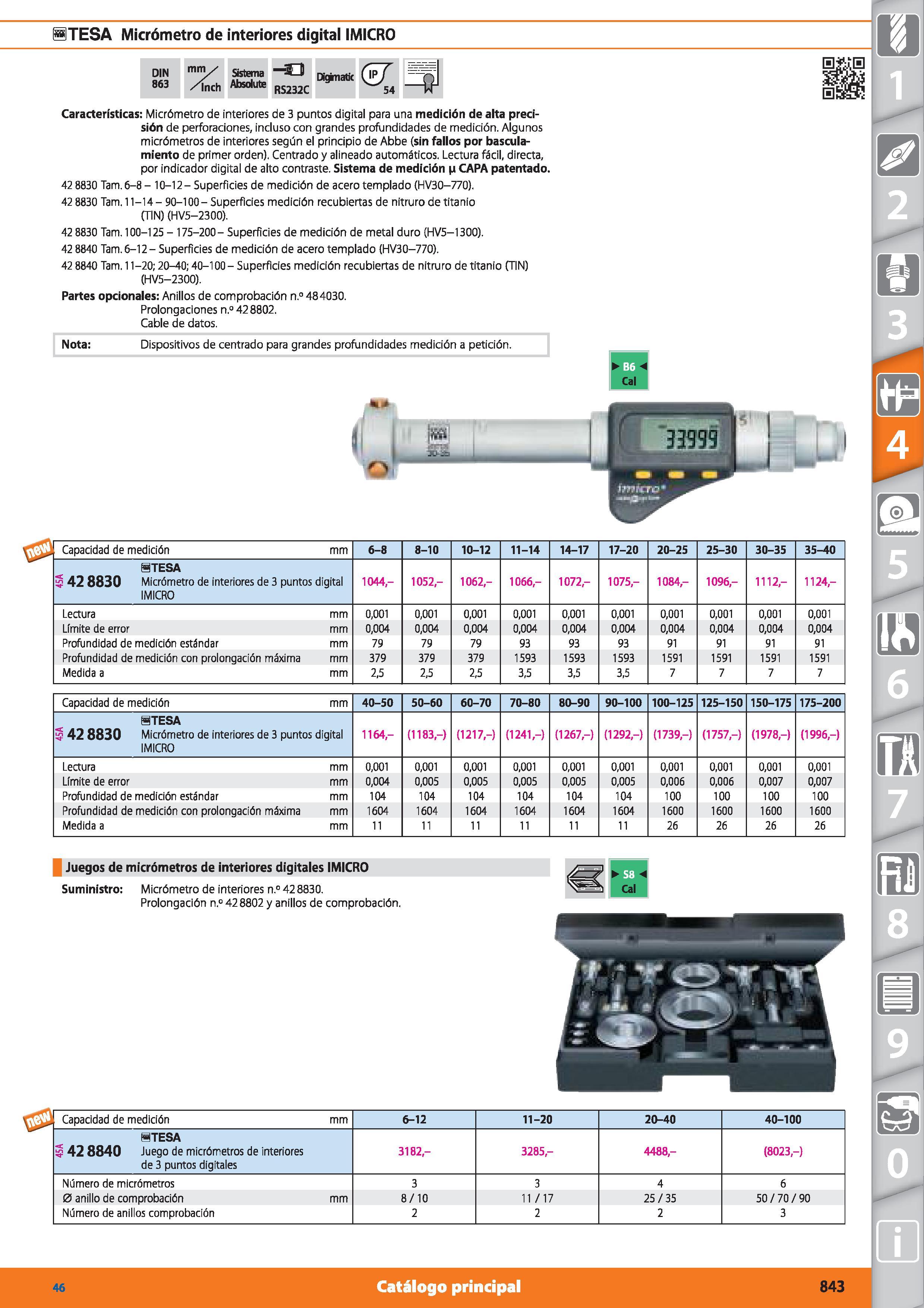 843 ÜTESA Micrómetro de interiores digital IMICRO DIN 863 mm✓ /ínch Sistema Absolute -3 RS232C Digknatic (¿F 54 Características: Micrómetro de interi Каталог HOFFMANN GROUP 2015 Инструмент режущий слесарный измерительный абразивный Оборудование Комплексные поставки для промышленных предприятий Стр. 843 SPA