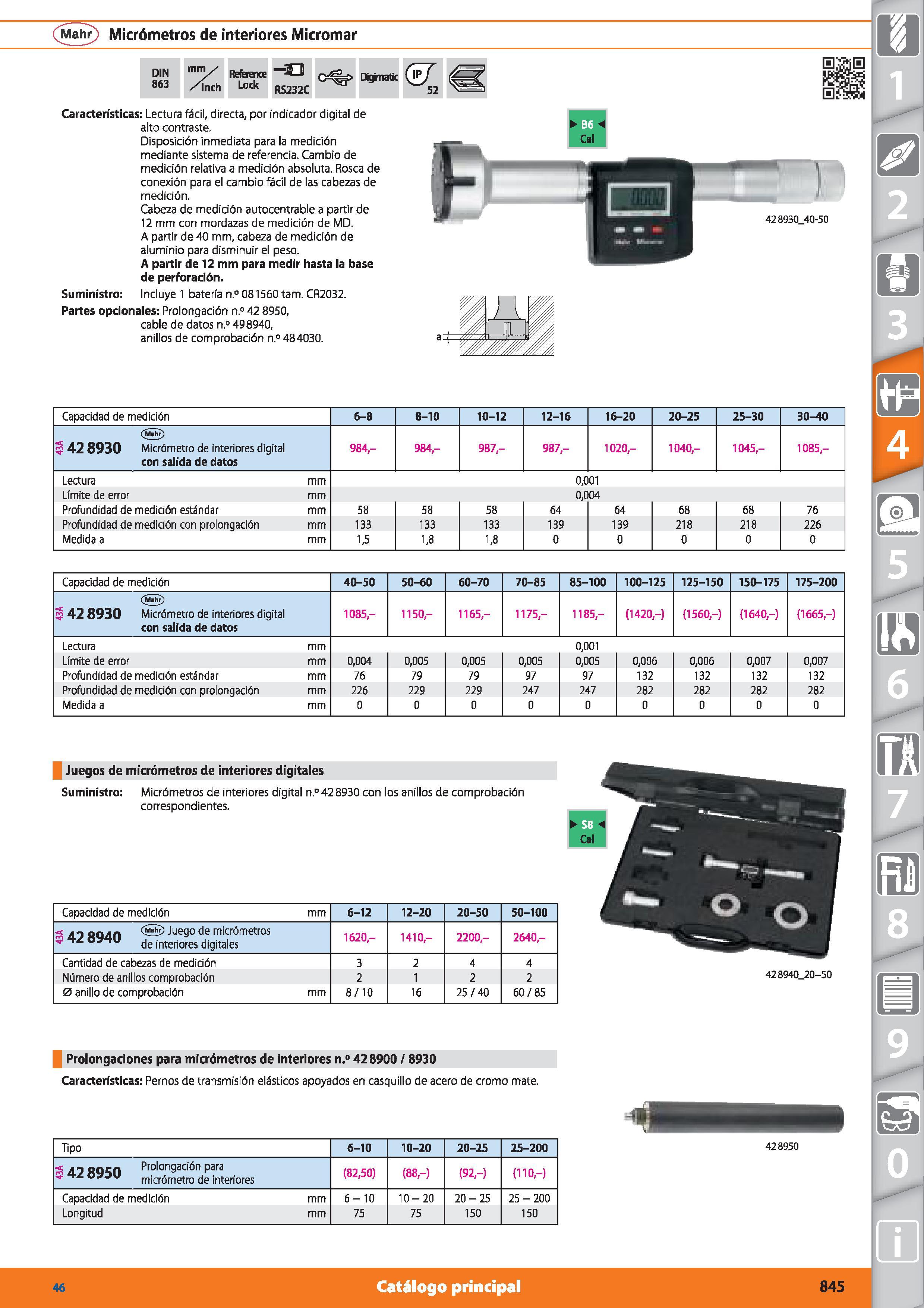 845 (Mahr) Micrómetros de interiores Micromar DIN 863 mm✓ /ínch Reference Lock -33 RS232C Dkjnatic (zf 52 Características: Lectura fácil, directa, po Каталог HOFFMANN GROUP 2015 Инструмент режущий слесарный измерительный абразивный Оборудование Комплексные поставки для промышленных предприятий Стр. 845 SPA