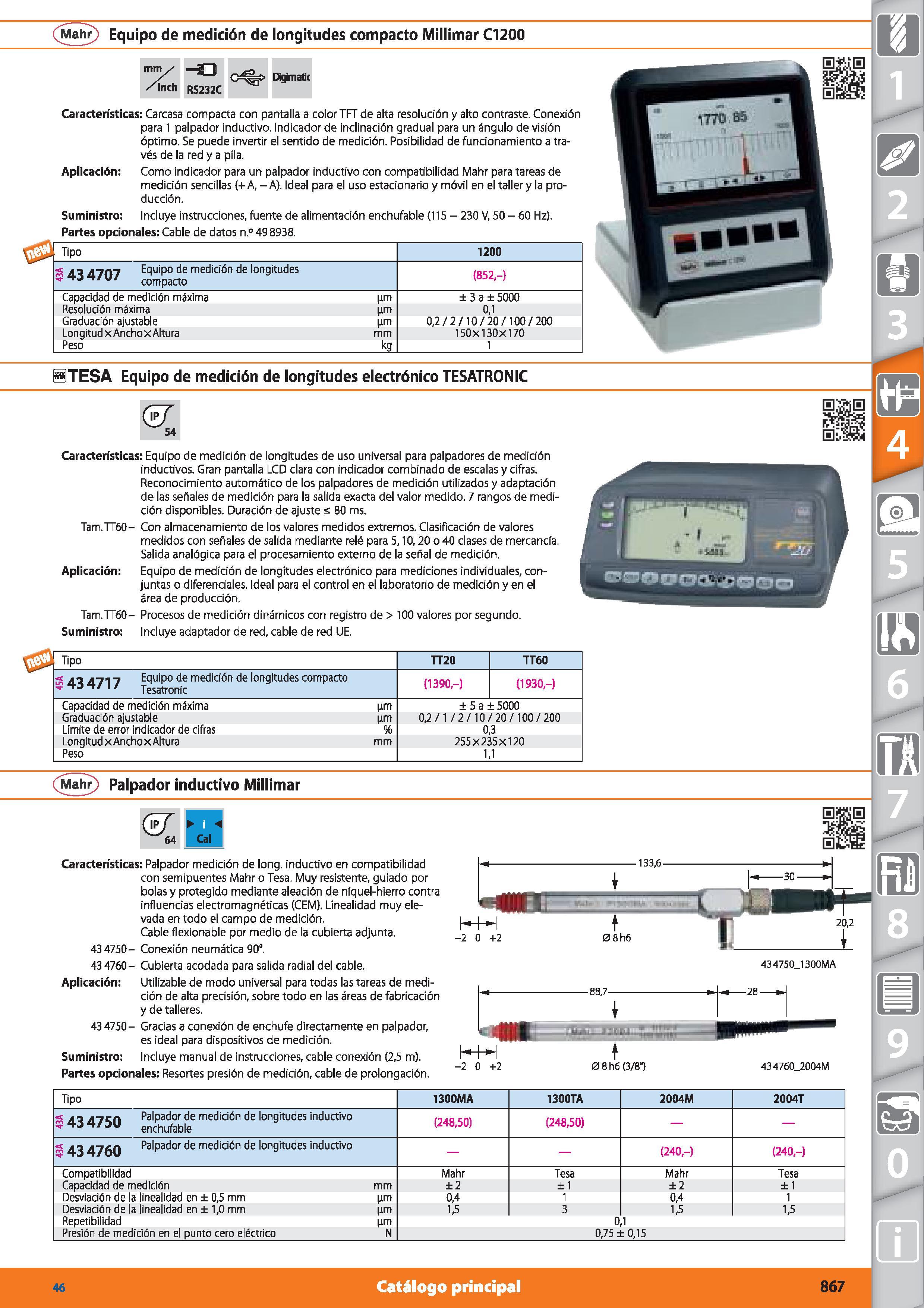 867 (Mahr) Equipo de medición de longitudes compacto Millimar C1200 mm/ /ínch 33 RS232C Digknatk Características: Carcasa compacta con pantalla a col Каталог HOFFMANN GROUP 2015 Инструмент режущий слесарный измерительный абразивный Оборудование Комплексные поставки для промышленных предприятий Стр. 867 SPA