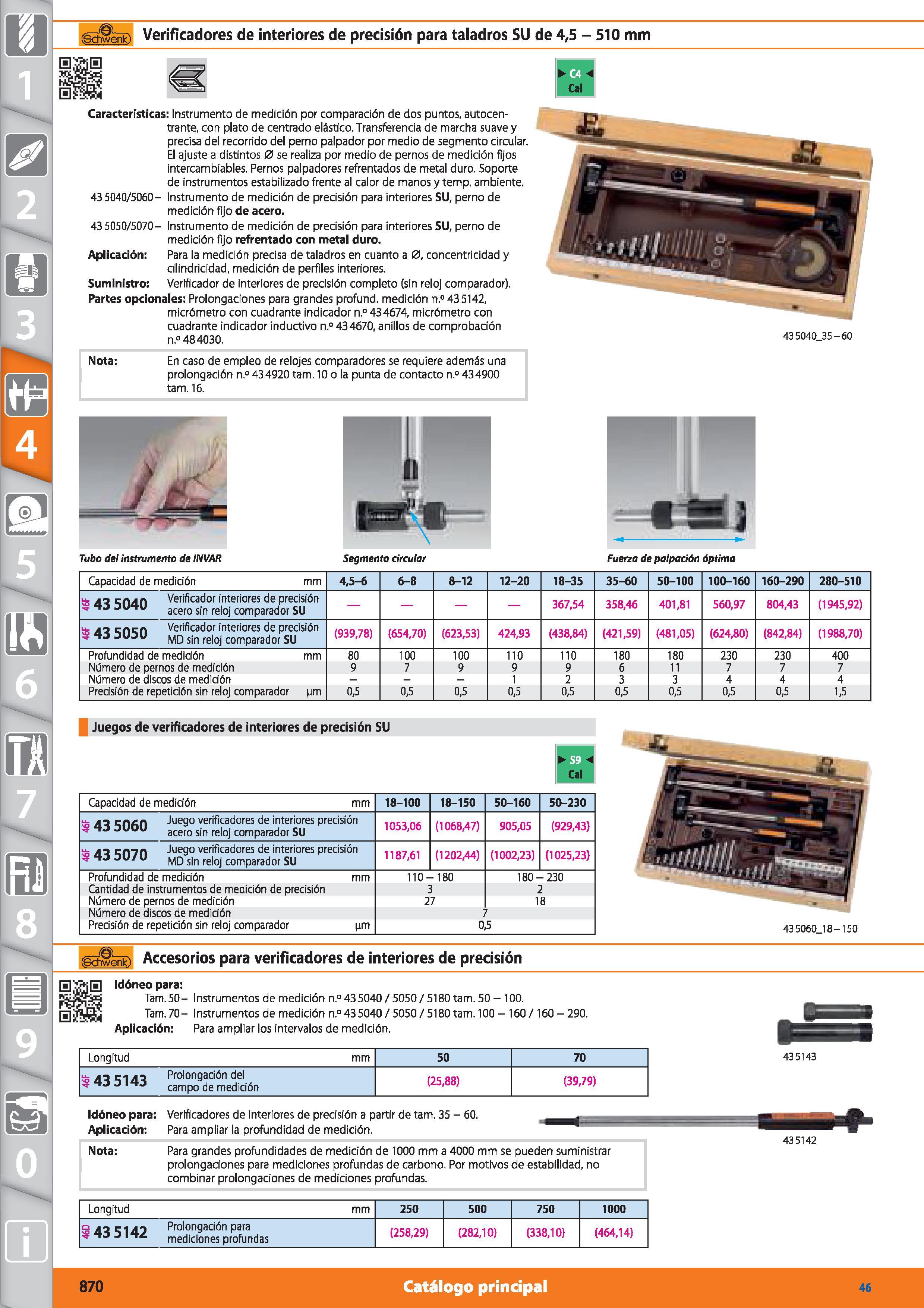 870 ü Verificadores de interiores de precisión para taladros SU de 4,5 - 510 mm Da IUl na y Cal Características: Instrumento de medición por comparac Каталог HOFFMANN GROUP 2015 Инструмент режущий слесарный измерительный абразивный Оборудование Комплексные поставки для промышленных предприятий Стр. 870 SPA