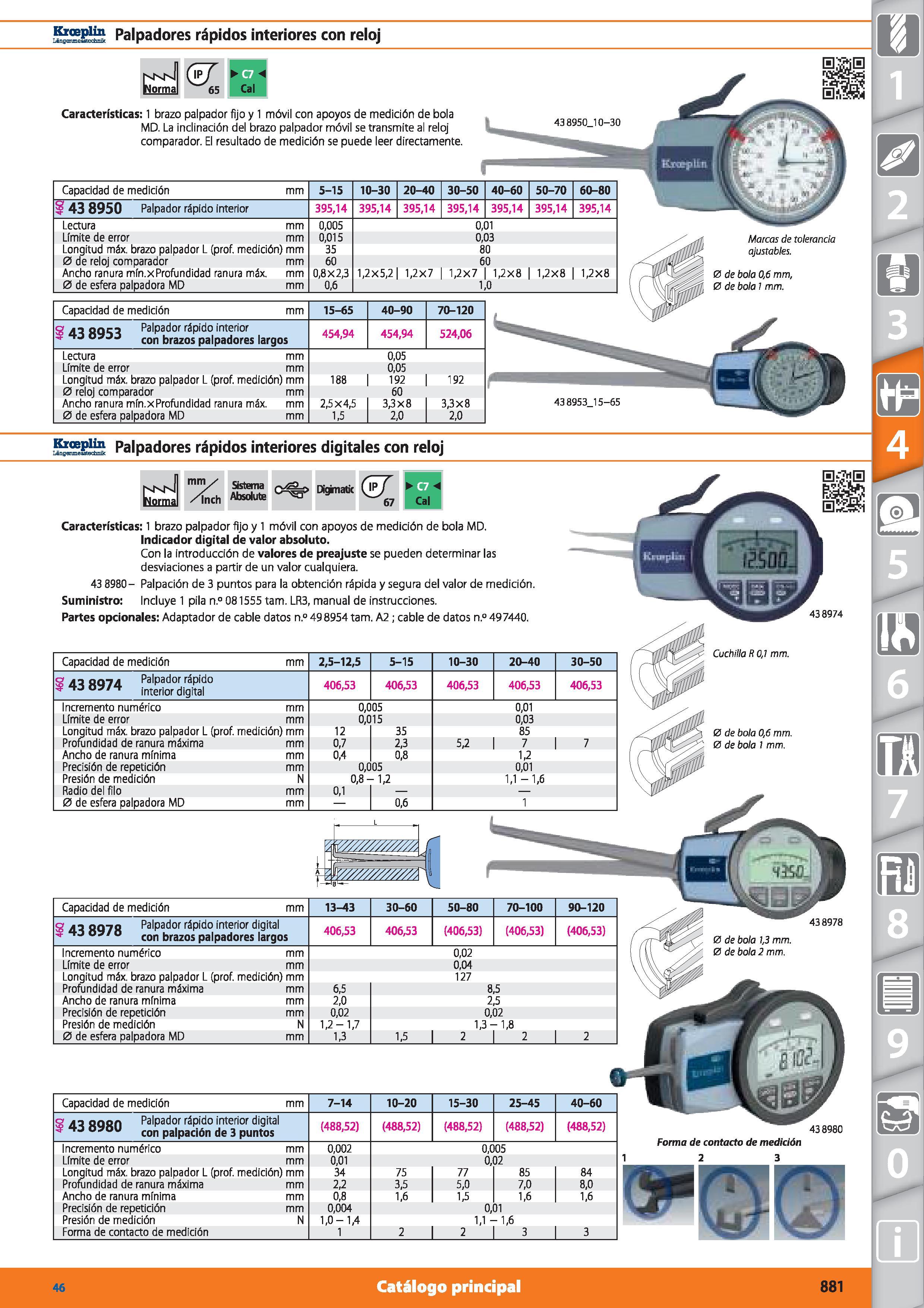 881 E¡Í Palpadores rápidos interiores con reloj SS i ÍjS Palpadores rápidos interiores digitales con reloj NKNl Norma mm✓ /ínch Sistema Absoluto o%> Каталог HOFFMANN GROUP 2015 Инструмент режущий слесарный измерительный абразивный Оборудование Комплексные поставки для промышленных предприятий Стр. 881 SPA